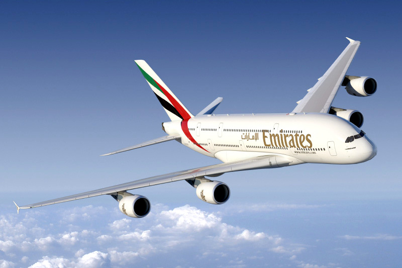 Image of the plane with the biggest passengers' capacity in the world (by Emirates)