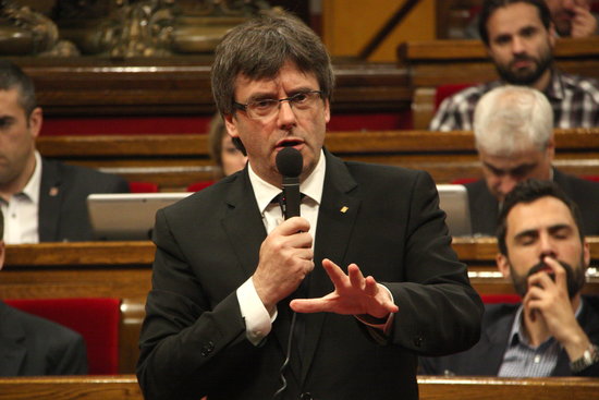 The Catalan President, Carles Puigdemont, during the plenary session (by ACN)
