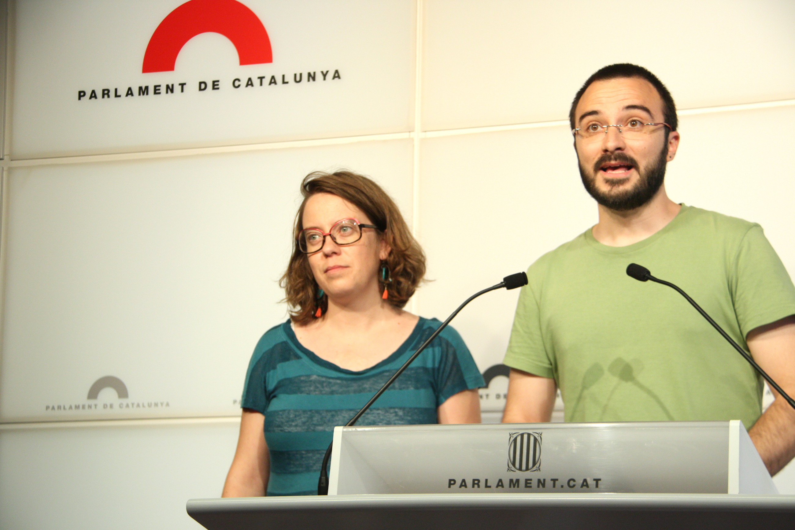 CUP MPs, Albert Botran and Eulàlia Reguant, this Tuesday (by ACN)