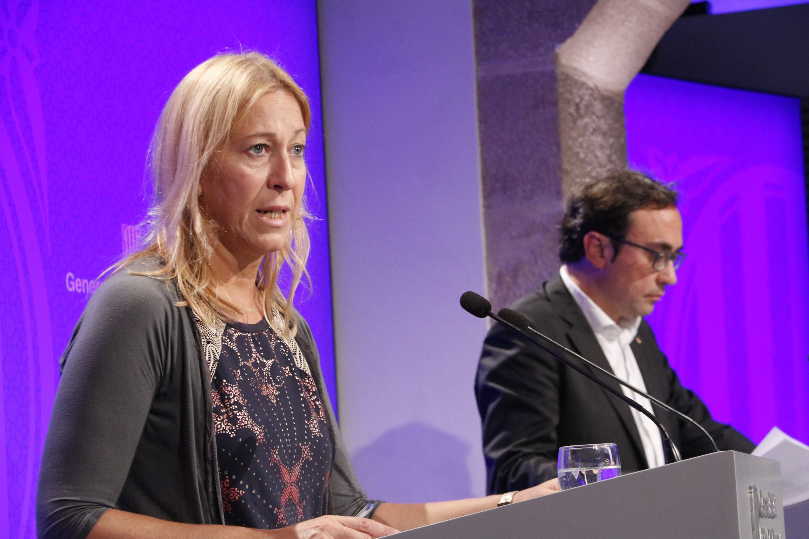 Catalan Government's Spokeswoman Neus Munté and Catalan Minister for Planning and Sustainability Josep Rull (by ACN)