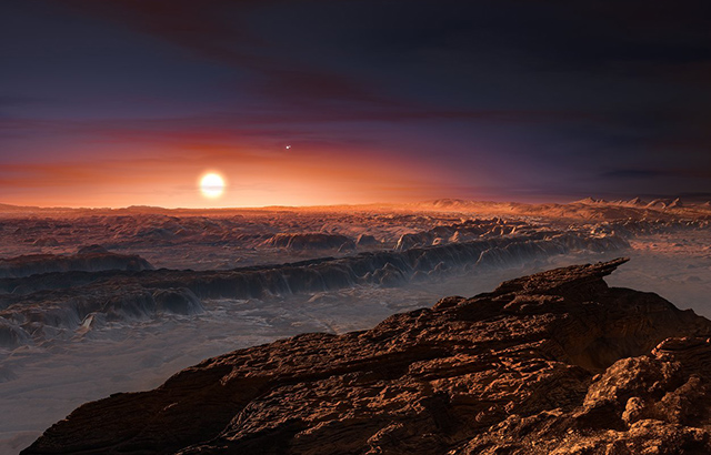 Artist's impression of the planet orbiting Proxima Centauri (by ESO)