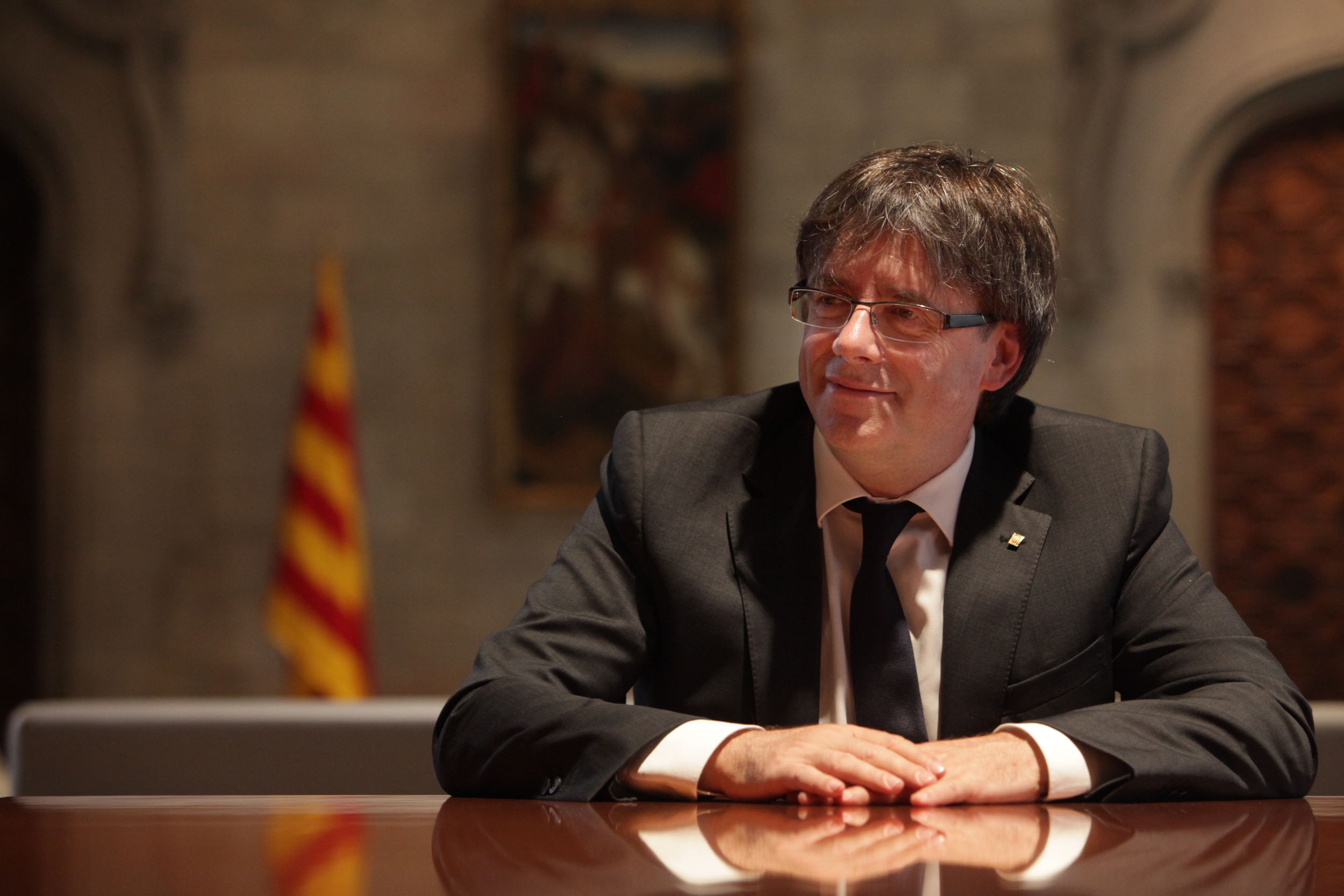 The Catalan President, Carles Puigdemont, during the interview (by V. Gumà)