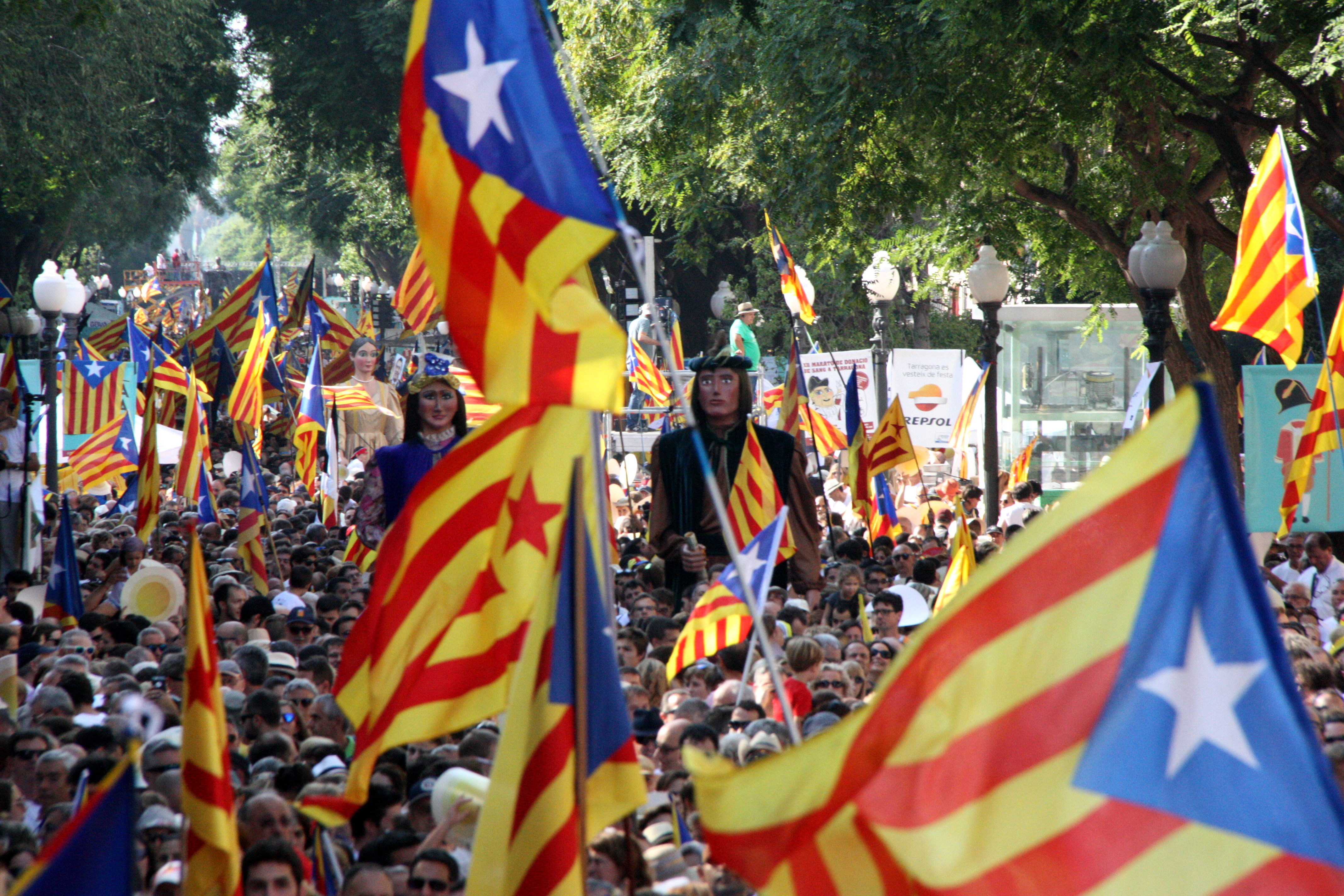 Pro-independence flags in Tarragona, during the rally held on Catalonia's National Day 
