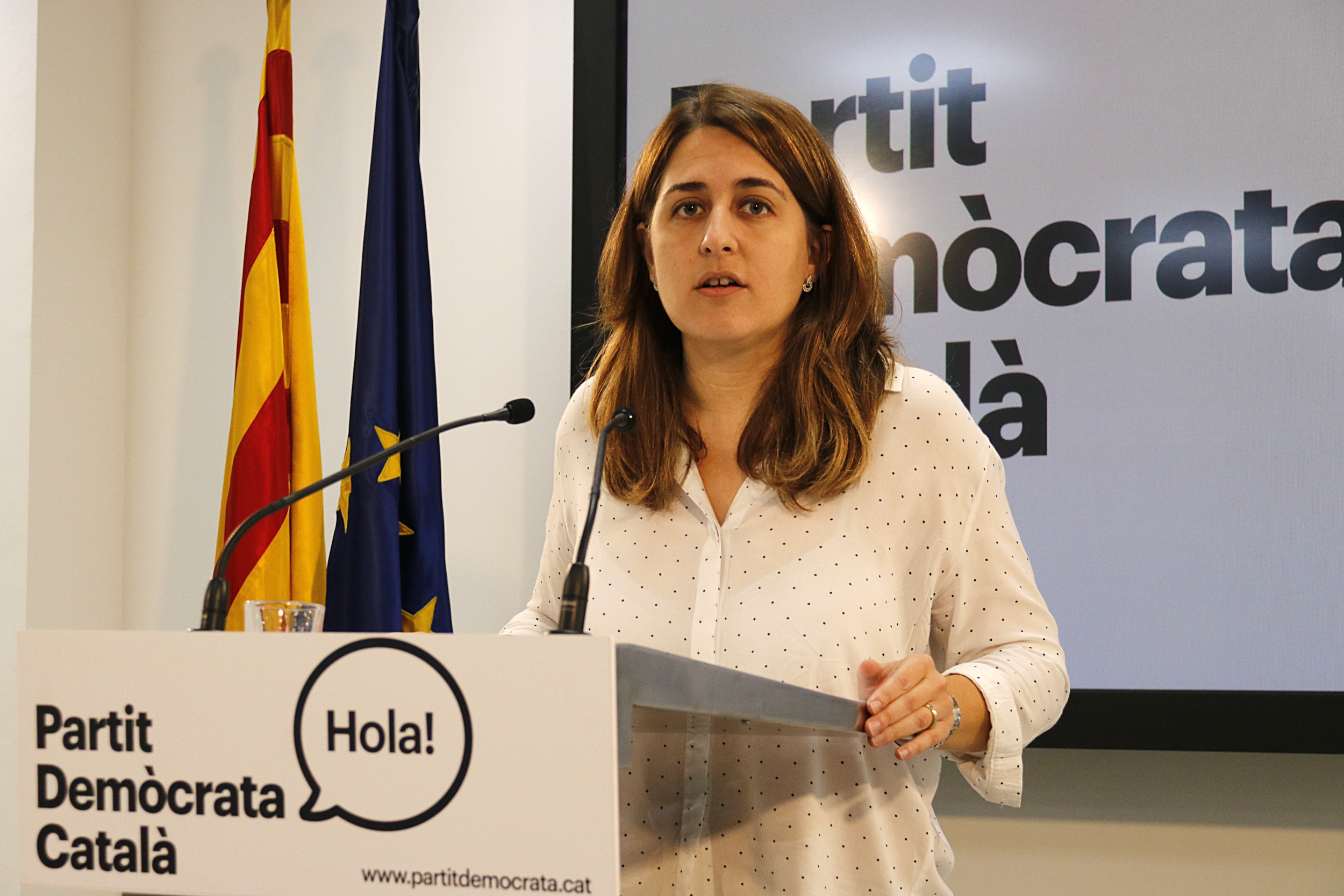 The General Coordinator of the Catalan Democratic Party (PDC), Marta Pascal, during a press conference (by ACN)