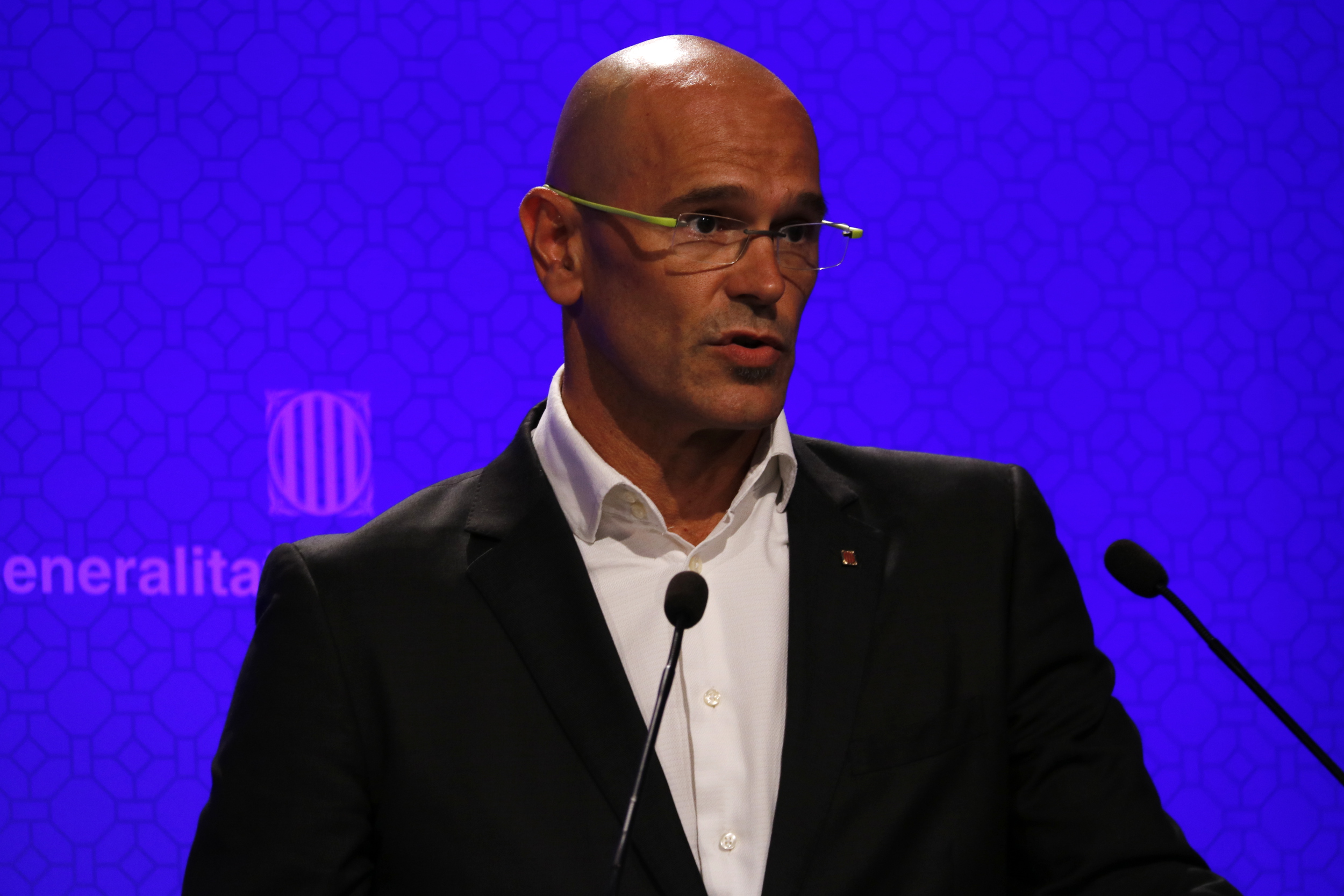 Catalan Minister for Foreign Affairs, Raül Romeva, during a press conference this Tuesday (by ACN)