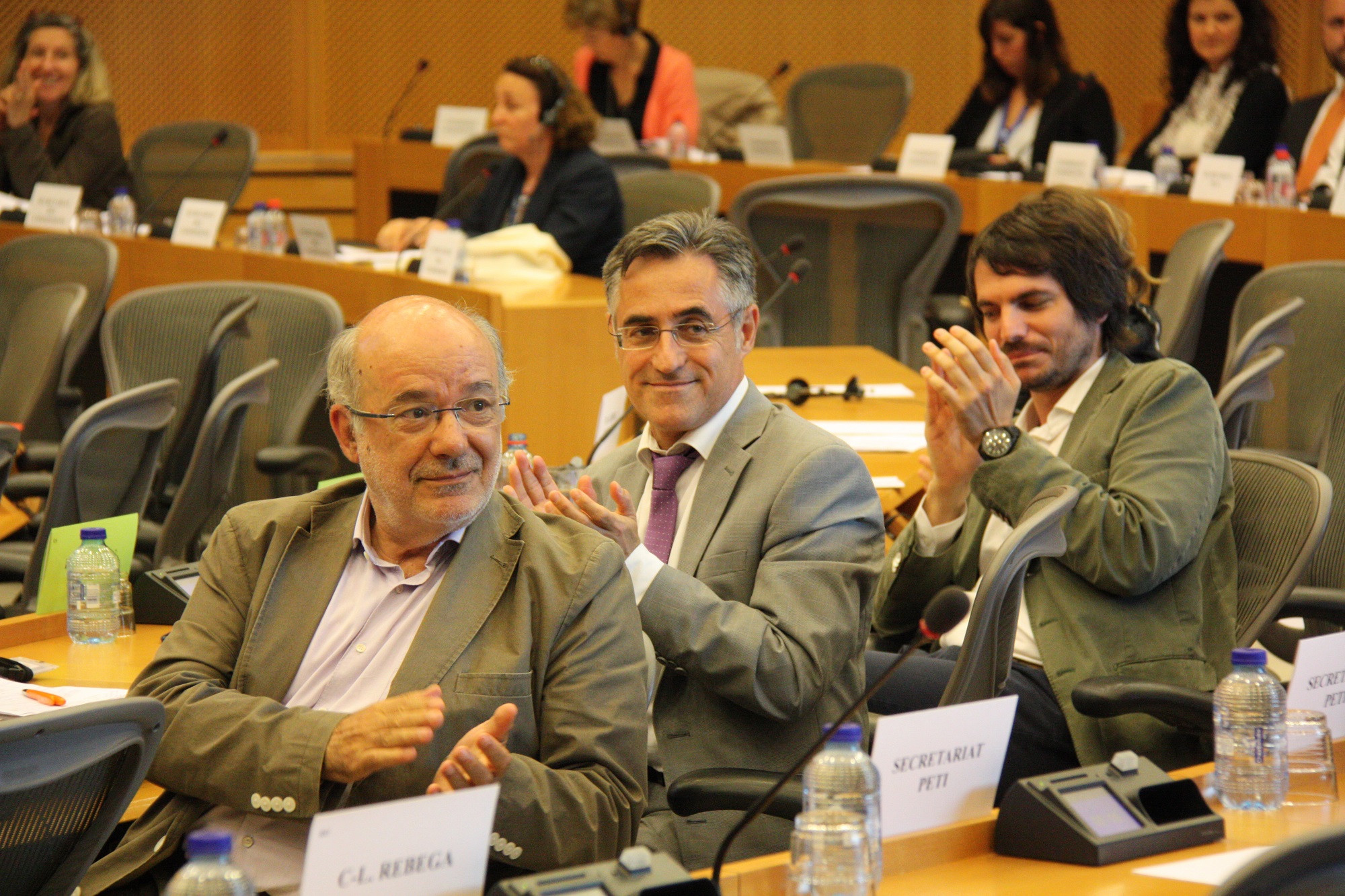 Catalan MEPs, Josep Maria Terricabras (ERC), Ramon Tremosa (PDECat) and Ernest Urtasun (ICV)