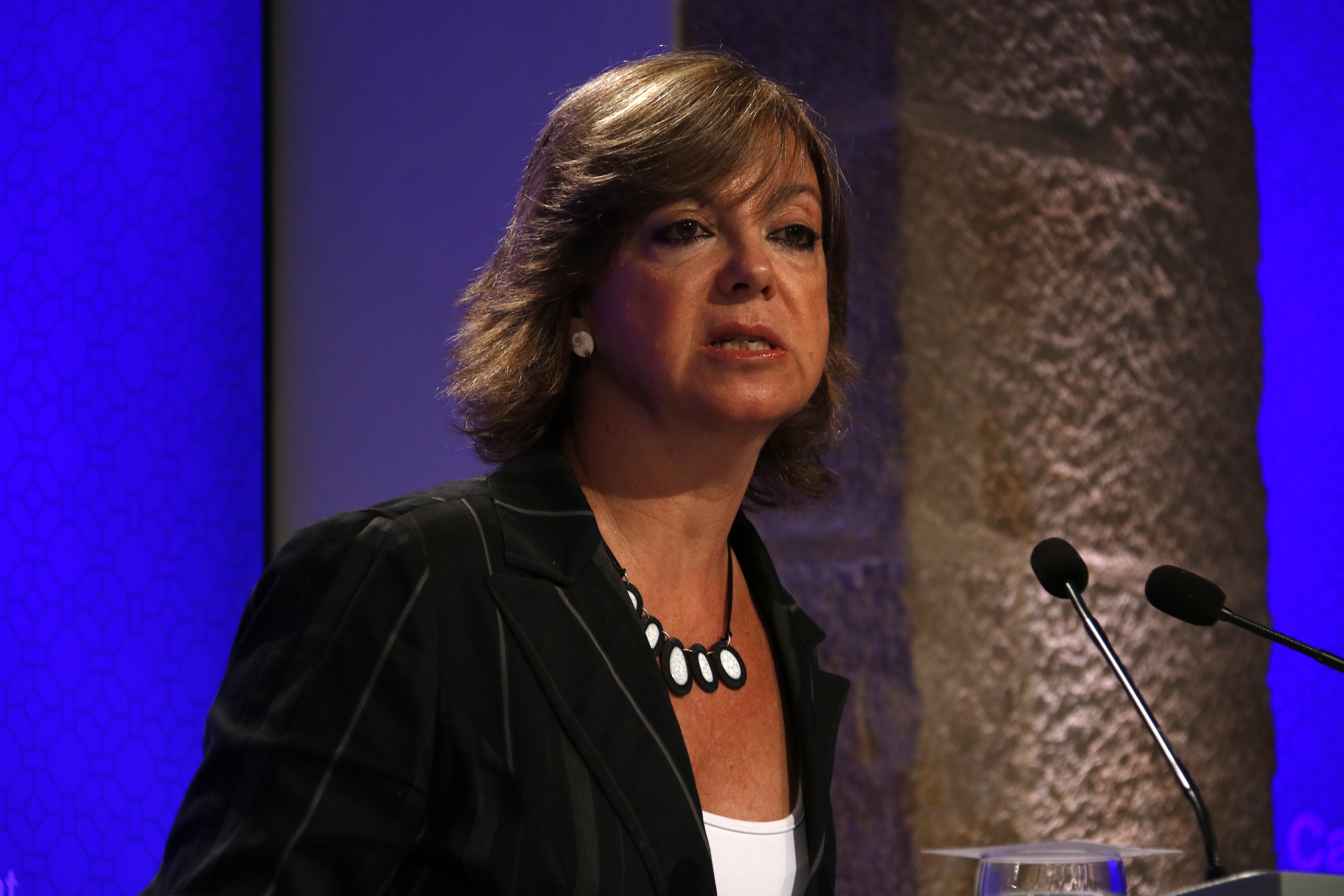 Catalan Minister for Public Administration and Housing, Meritxell Borràs, during a press conference (by ACN)