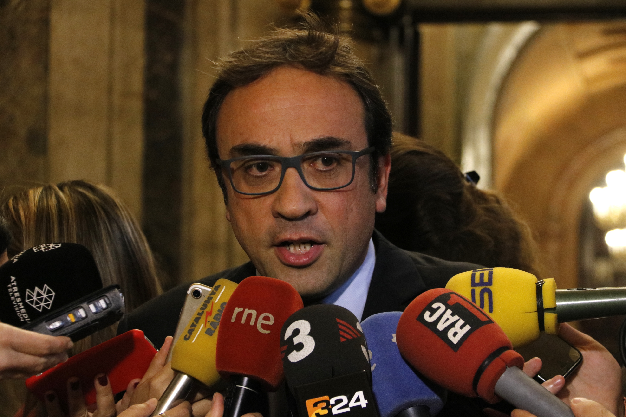 Catalan Minister for Territory and Sustainability, Josep Rull, before the press (by ACN)