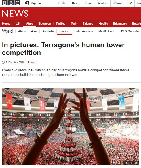 BBC website displayed a photo gallery of the Castellers Contest (by ACN)