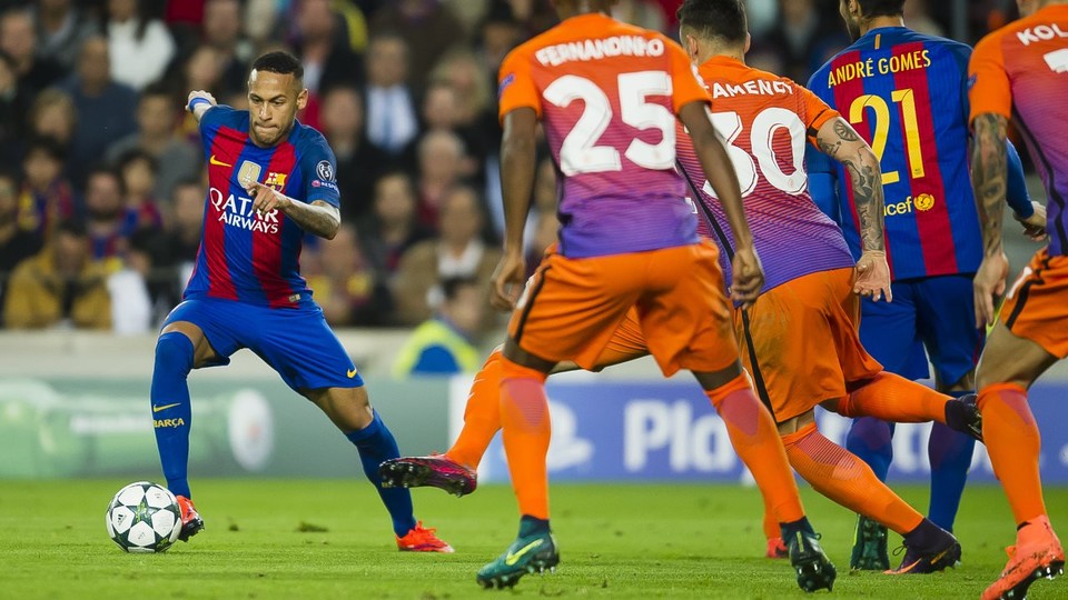Neymar Jr during the game against City at Camp Nou (by FCB)