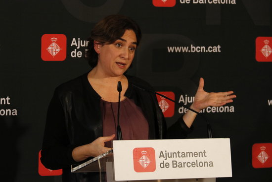 The Mayor of Barcelona, Ada Colau, at a press conference on the 16th of November 2016 (by ACN)