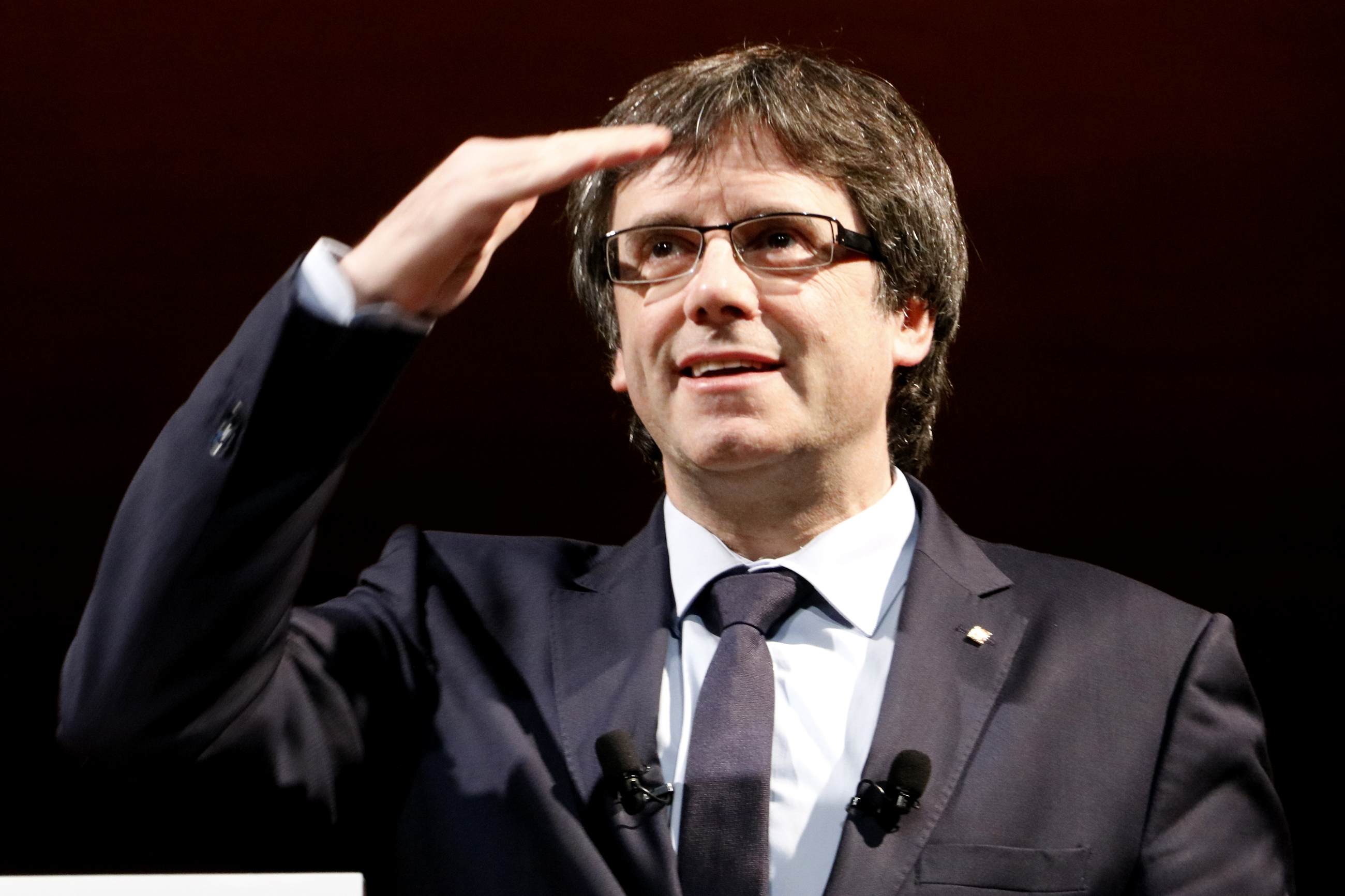 Catalan President, Carles Puigdemont, during his conference this Monday (by ACN)