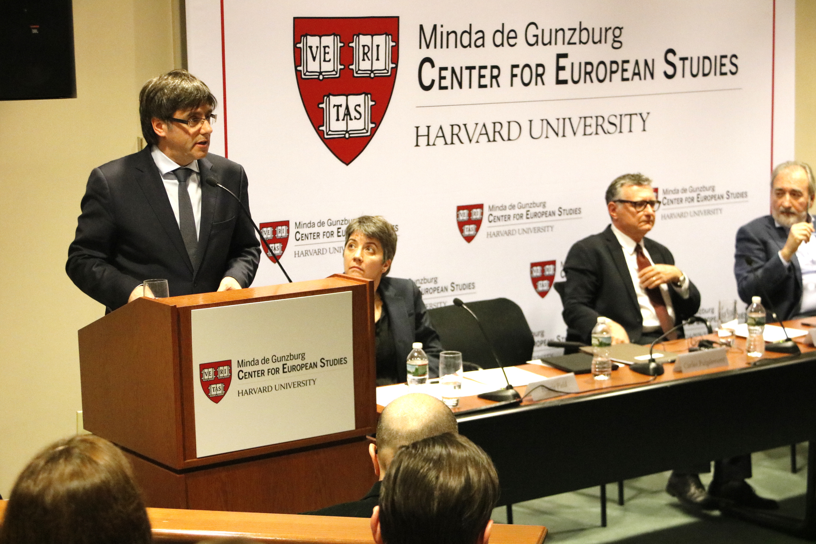 Catalan President, Carles Puigdemont, during his conference at the Harvard Kennedy School (by ACN)