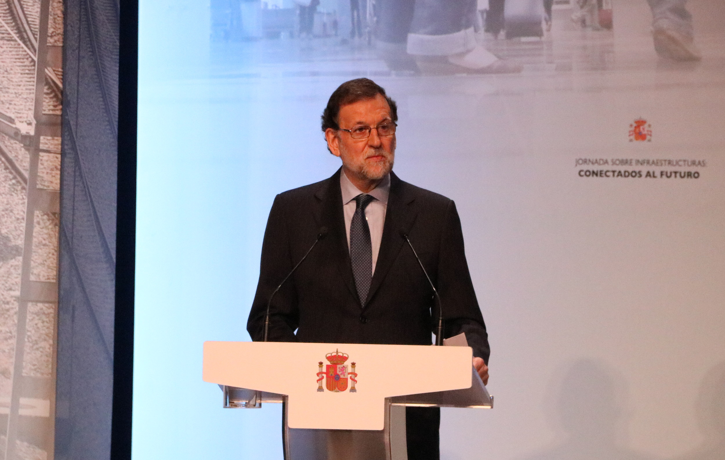 Spanish President, Mariano Rajoy, during the conference 'Connected to the future' in Barcelona (by ACN)