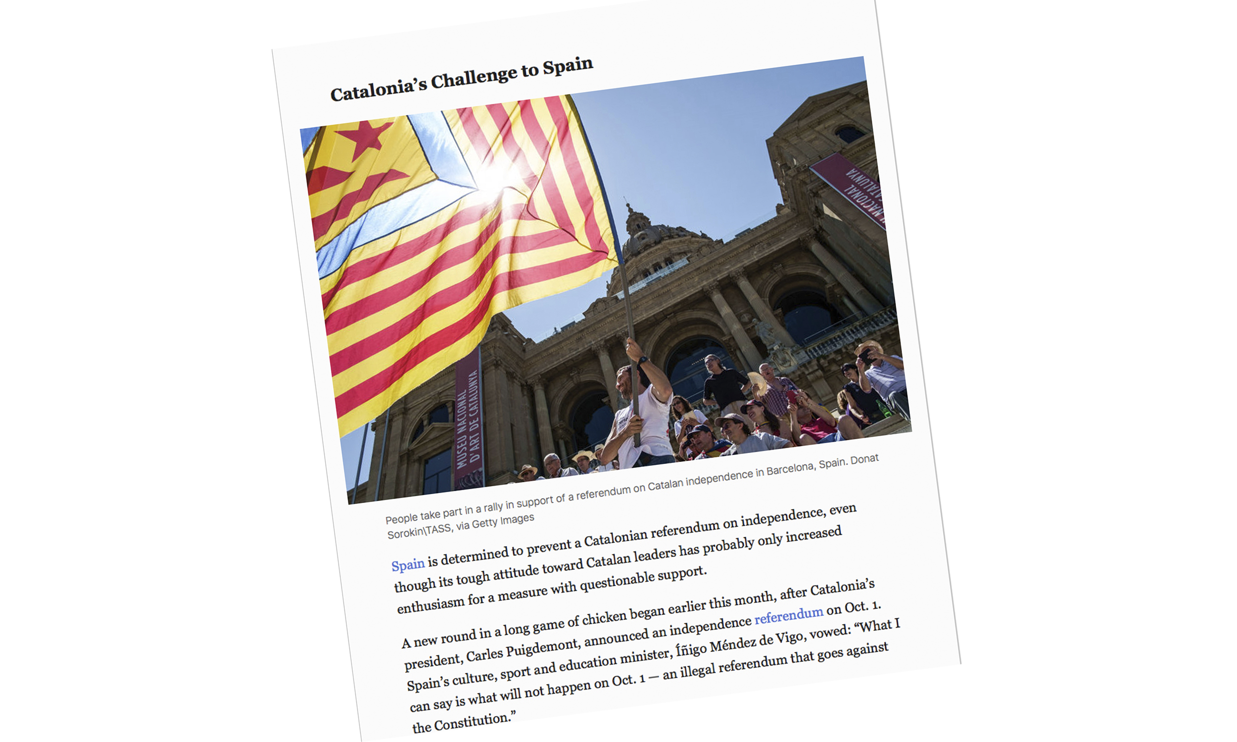 The NYT editorial on Catalonia (by ACN)