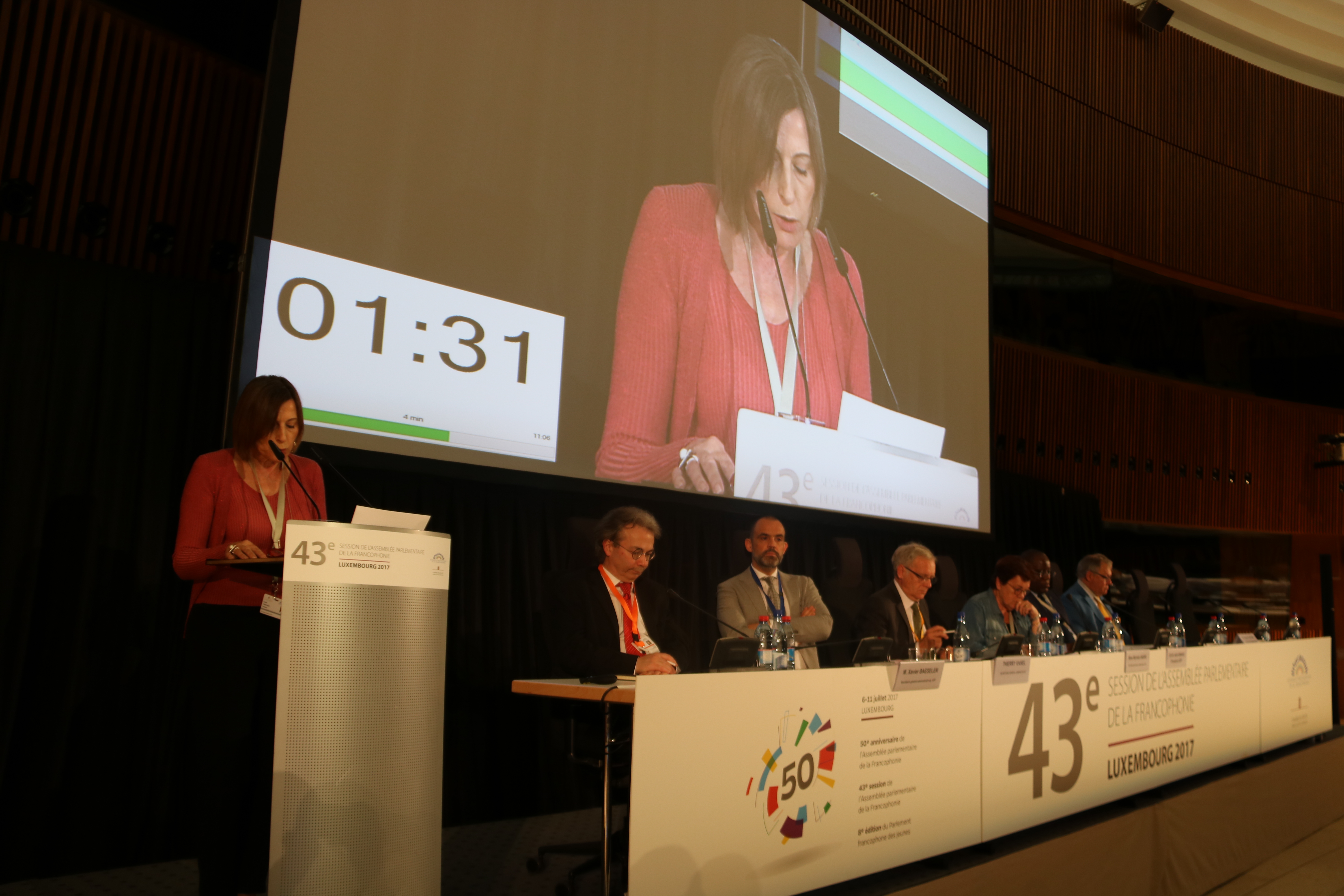 Carme Forcadell at the Parliamentary Assembly of the Francophonie in Luxembourg