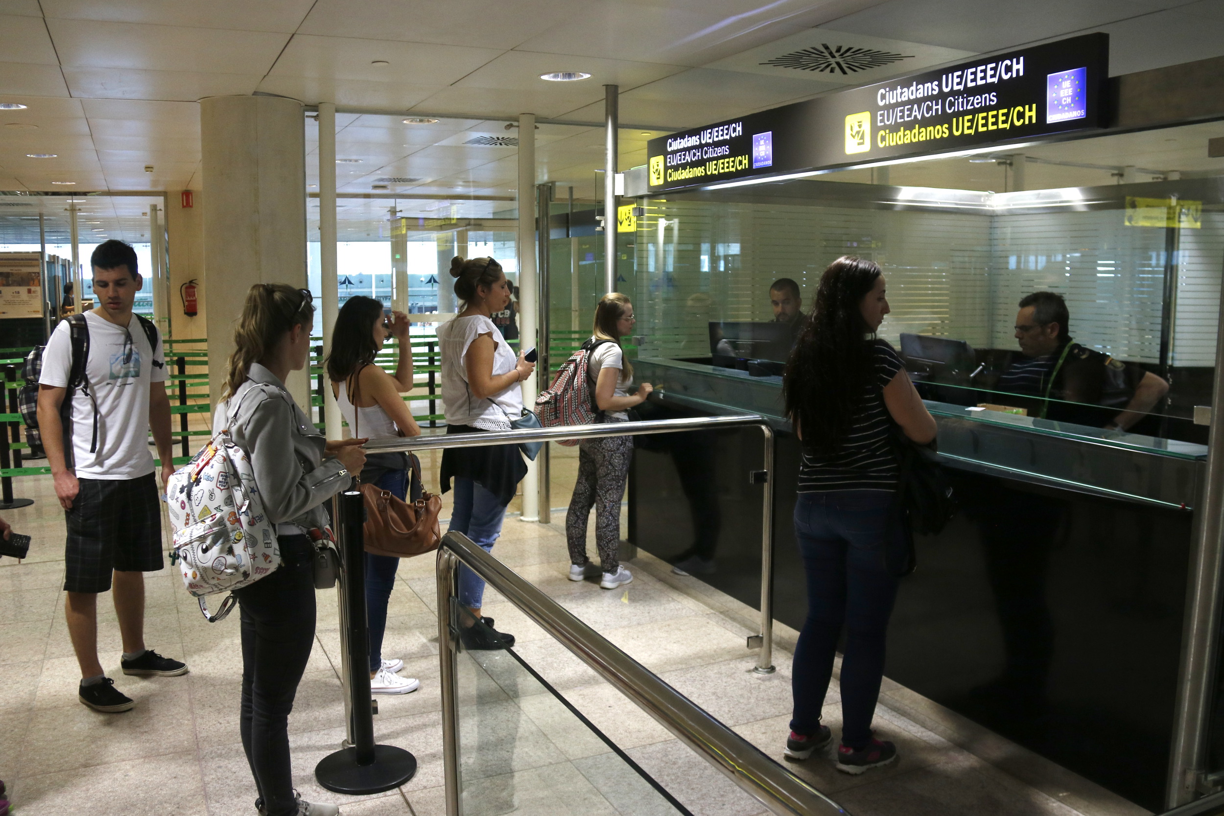 Passport control at Barcelona airport