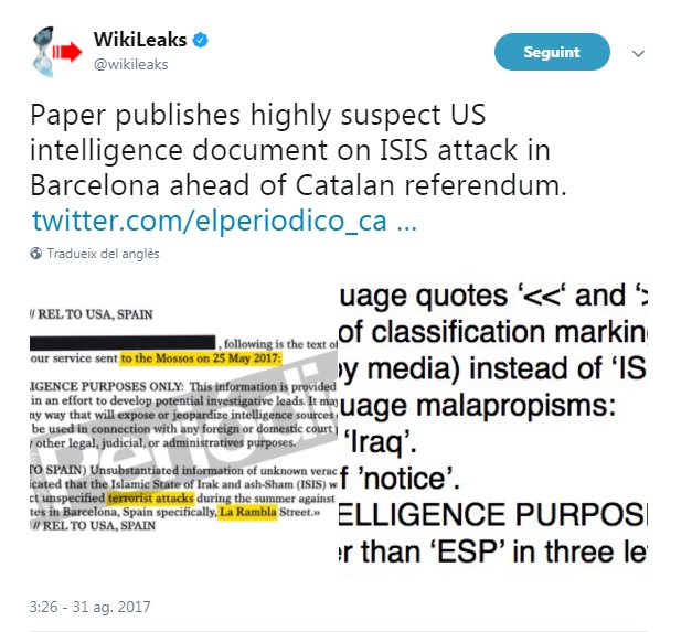 WikiLeaks tweet