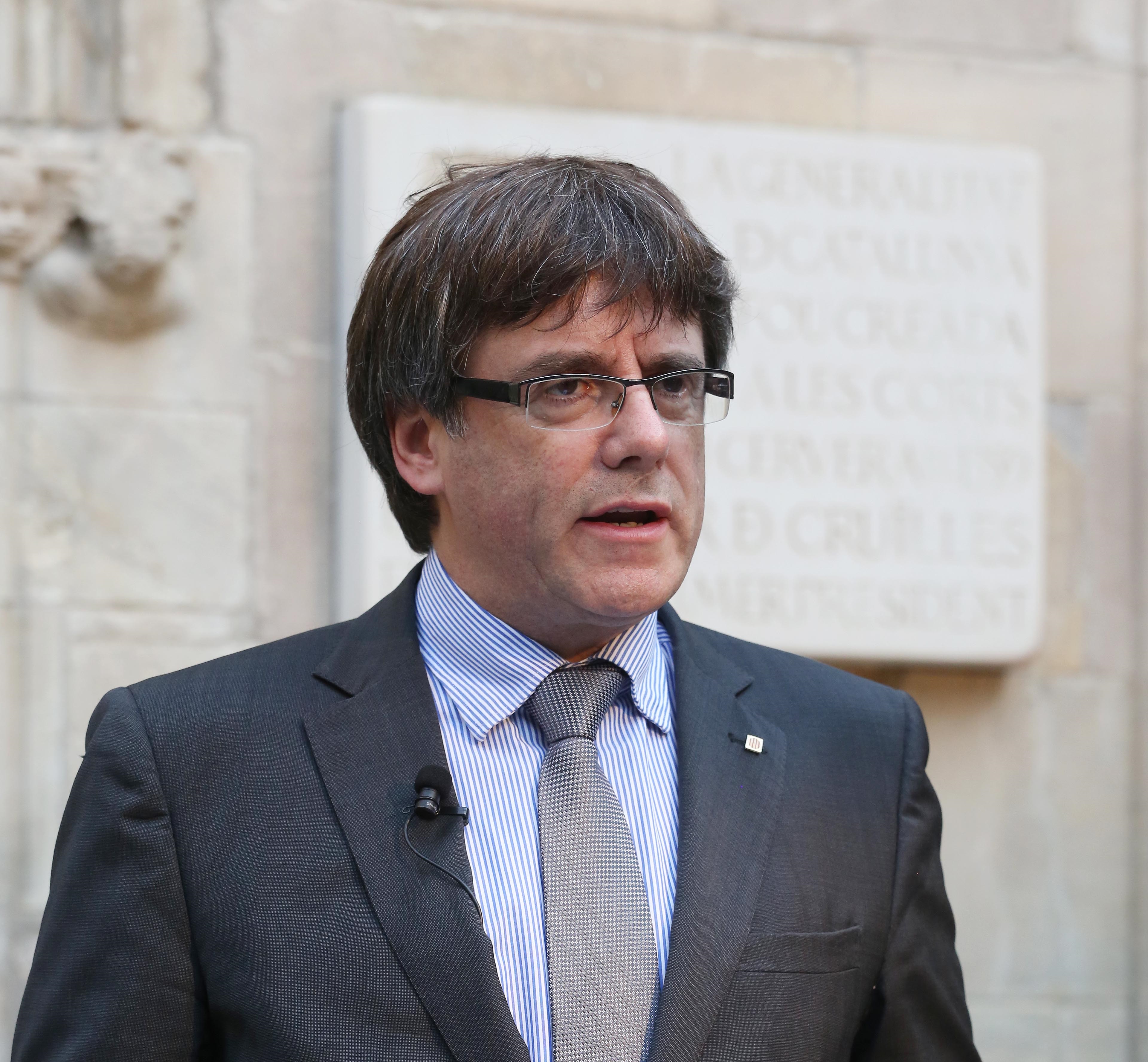The Catalan president, Carles Puigdemont, during his statement