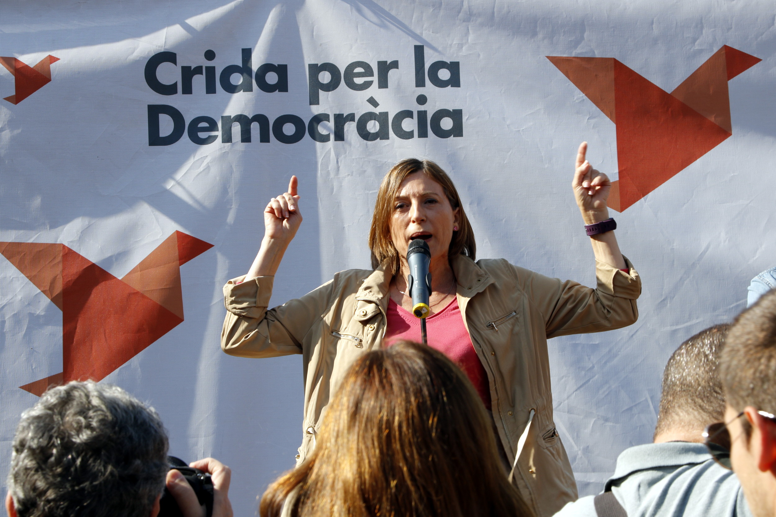 The Catalan Parliament president, Carme Forcadell, during her speech