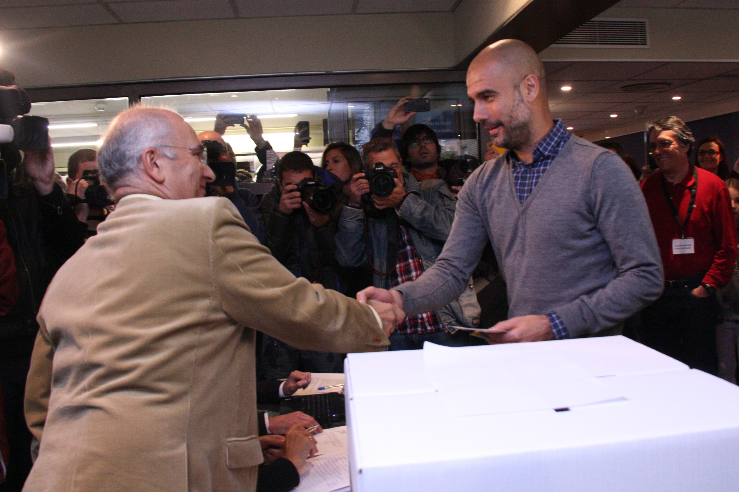 Pep Guardiola while voting in the unofficial referendum on independence on November 9, 2014