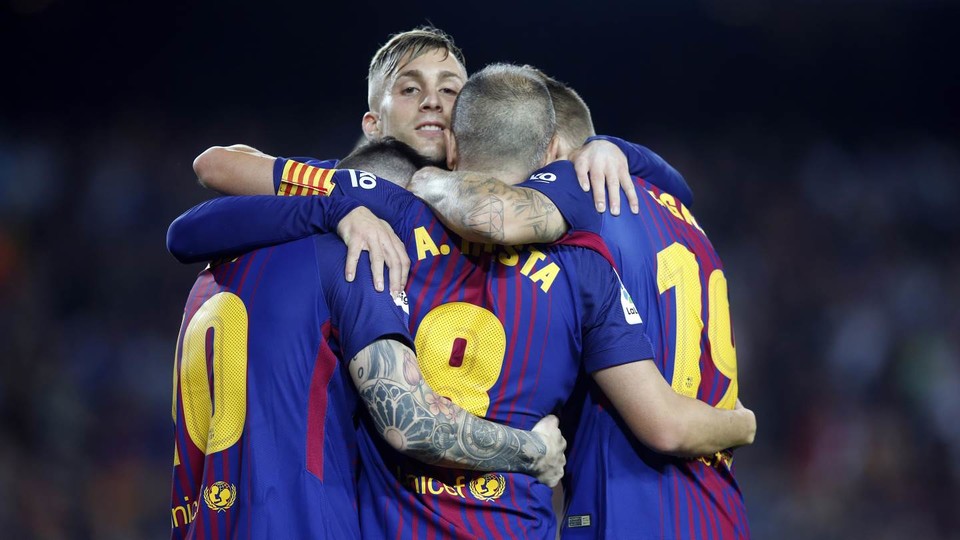 The four players involved with Barça's two goals (by Miguel Ruiz)