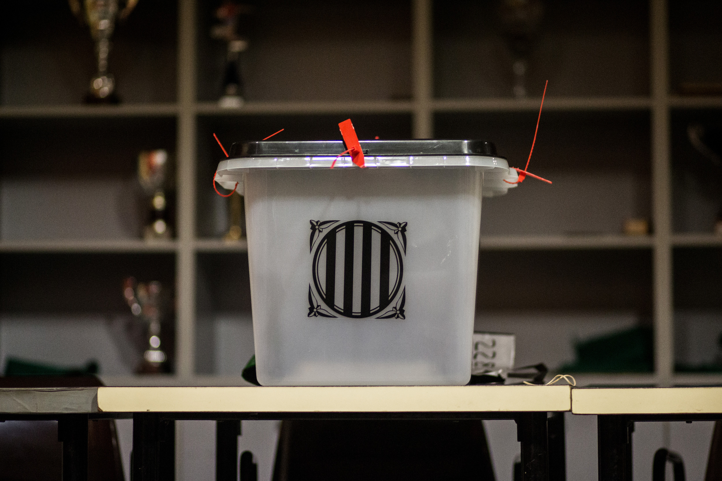 The ballot box of the Catalan independence referendum in a polling station on October 1, 2017