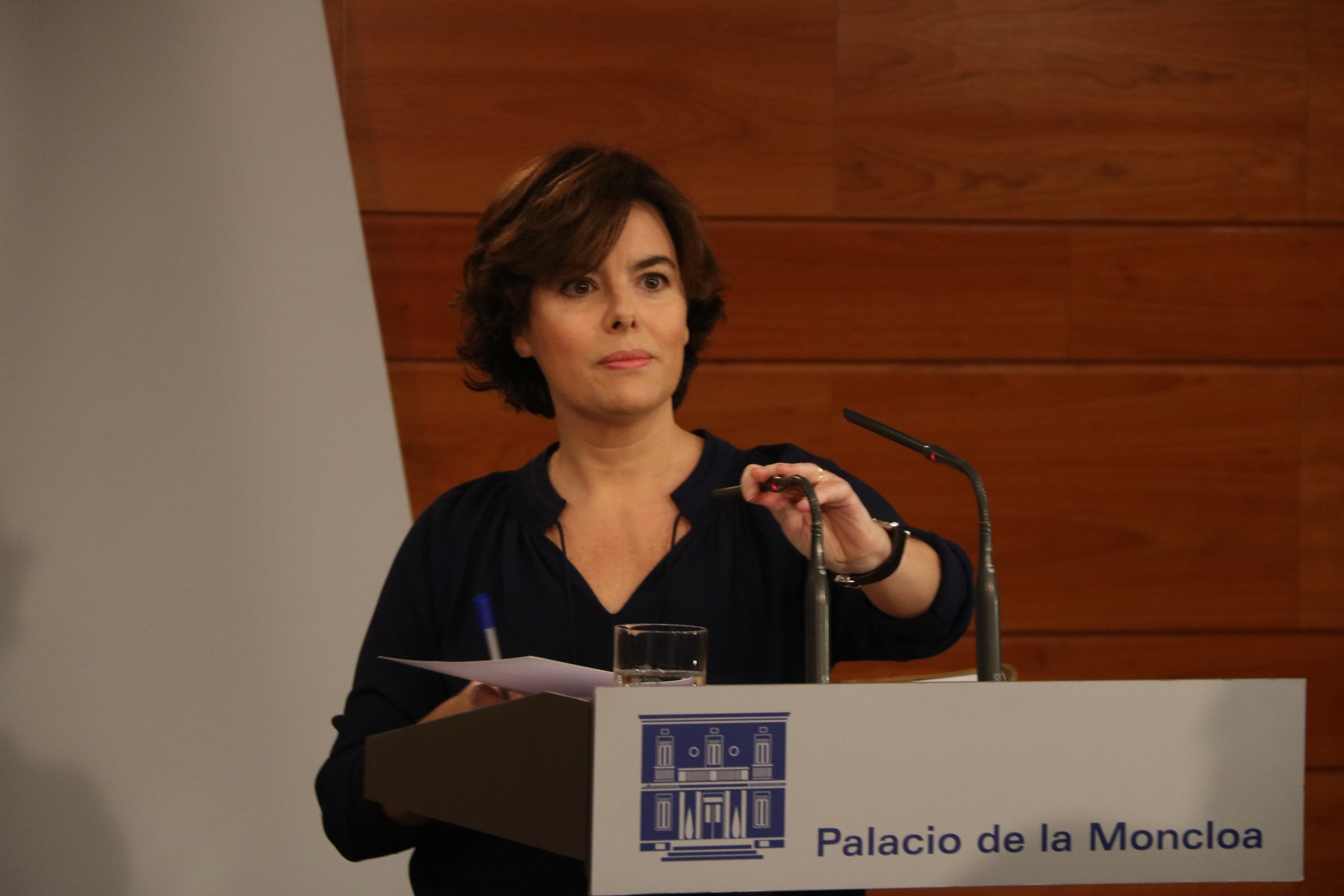 Vice president of Spain Soraya Sáenz de Santamaría at a press conference in Madrid on October 1 (by ACN)