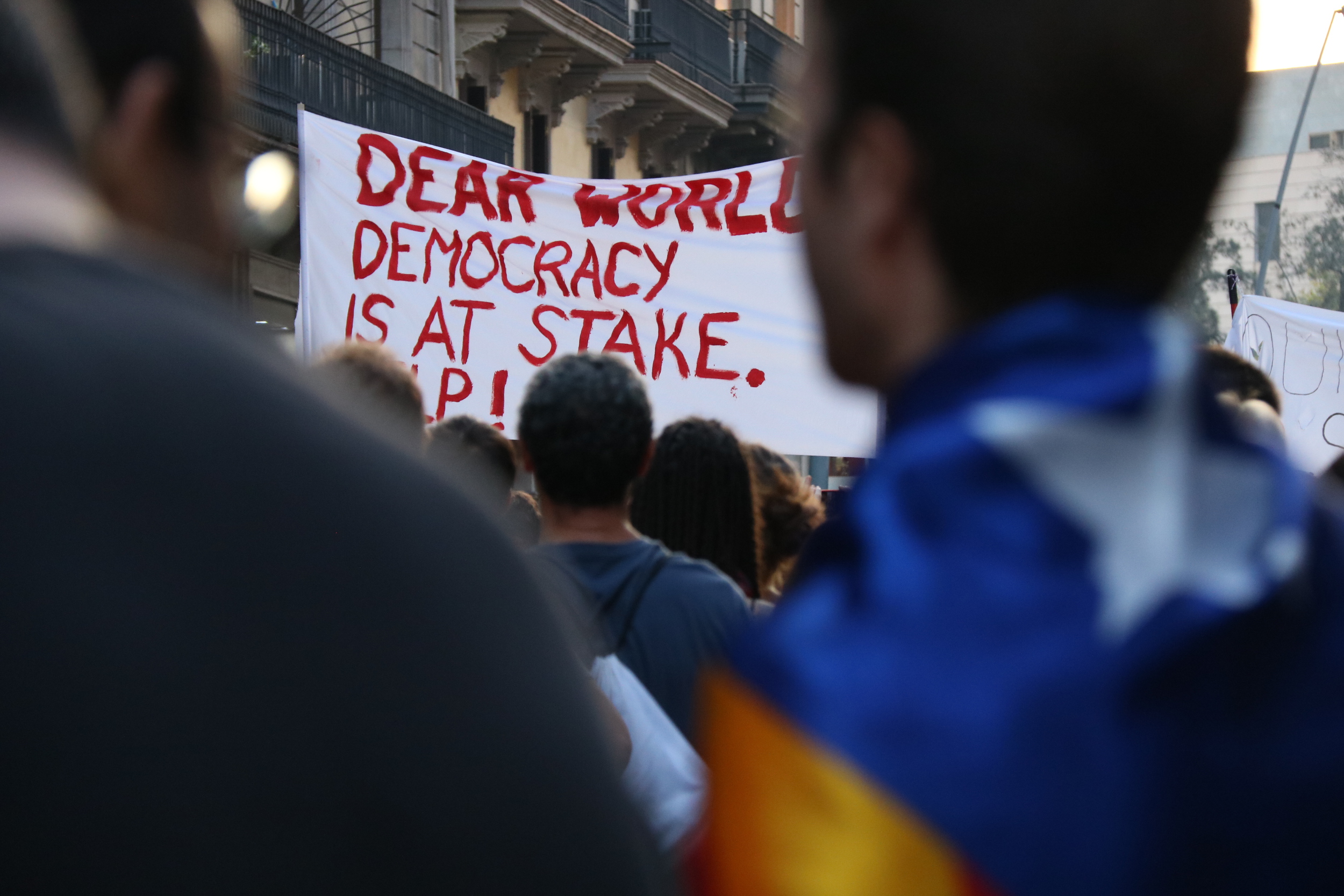 A sign during the demonstration on October 3 against police violence in Barcelona