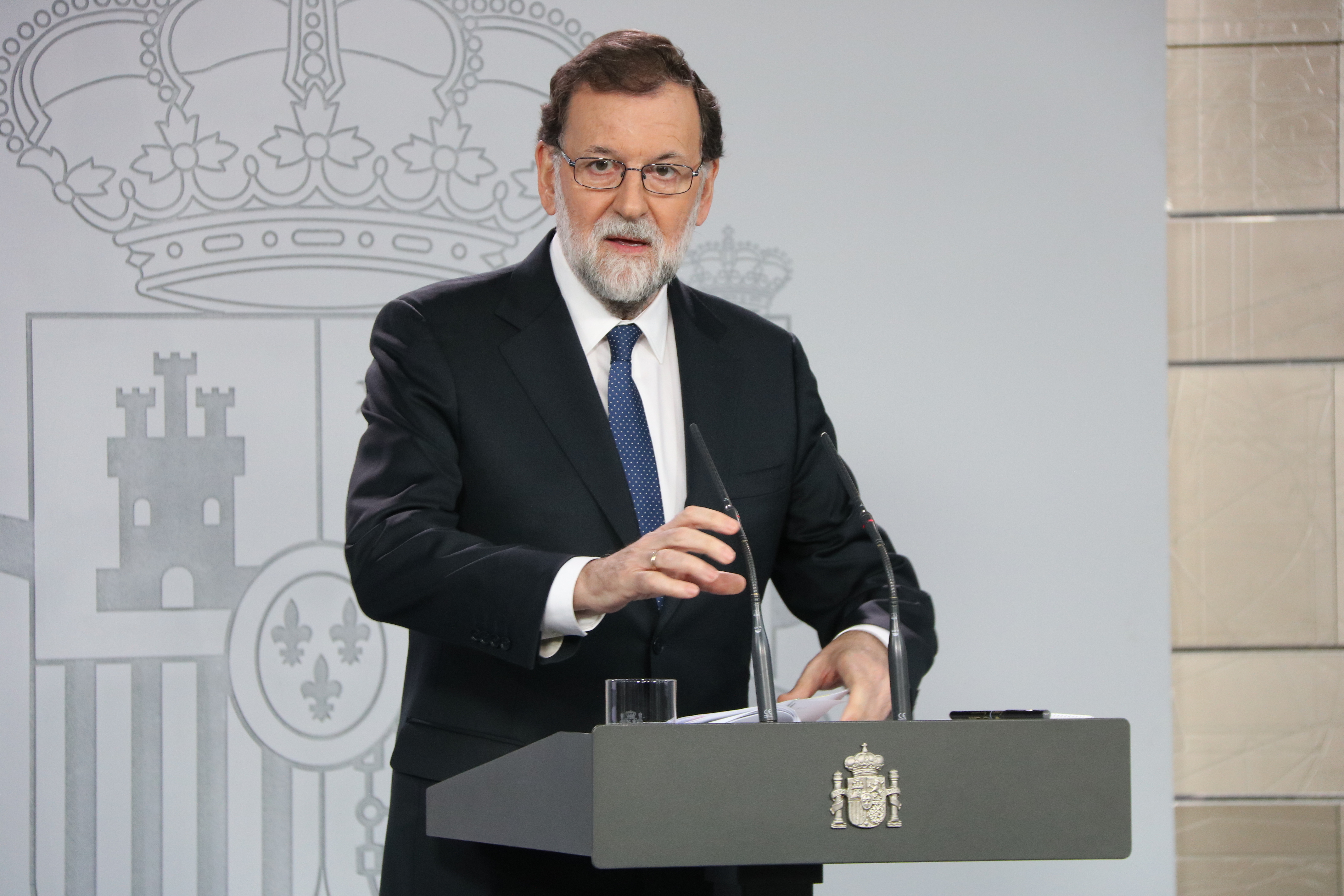 The Spanish president, Mariano Rajoy, during his statement this Saturday