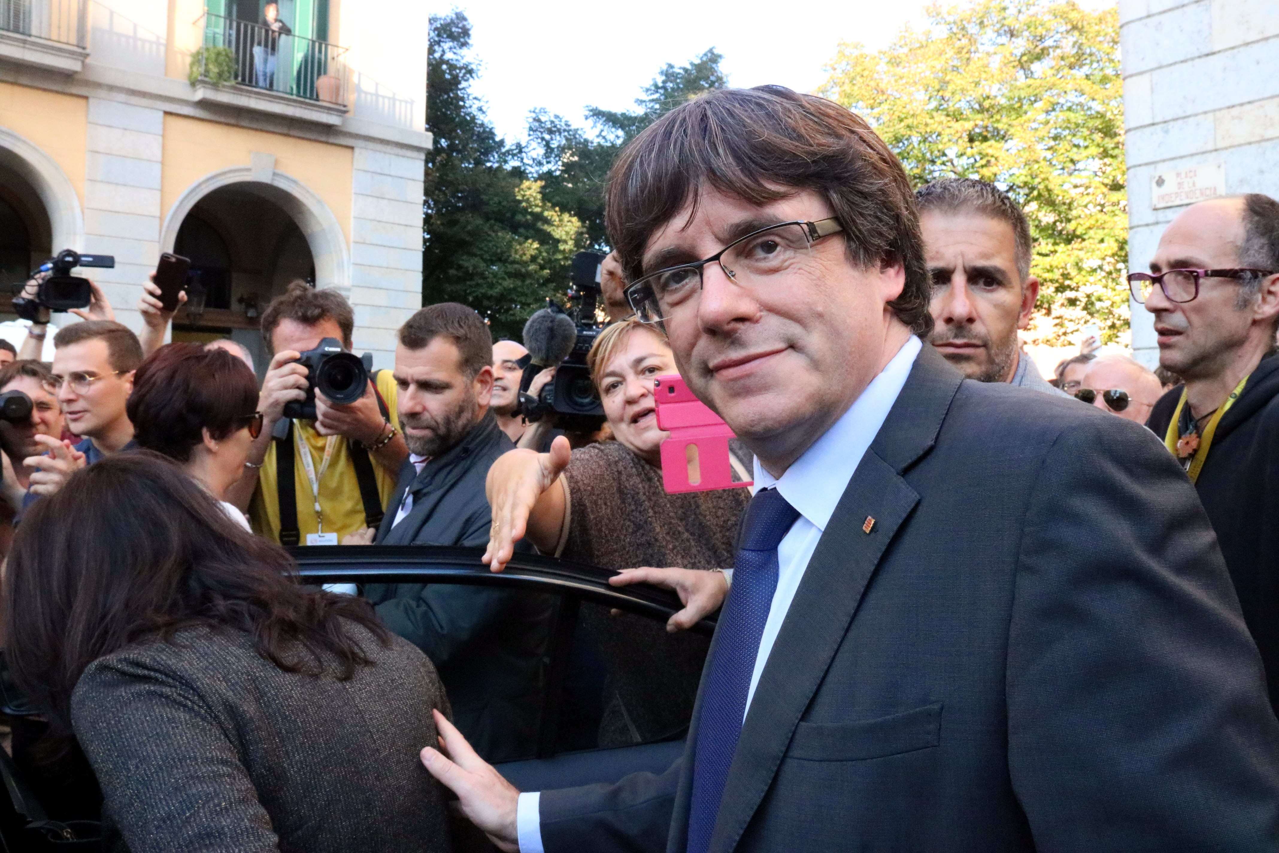 Carles Puigdemont in Girona on Saturday (by ACN)