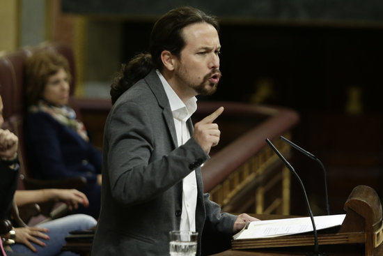 Podemos leader Pablo Iglesias at the Spanish Parliament (by Spanish Parliament)