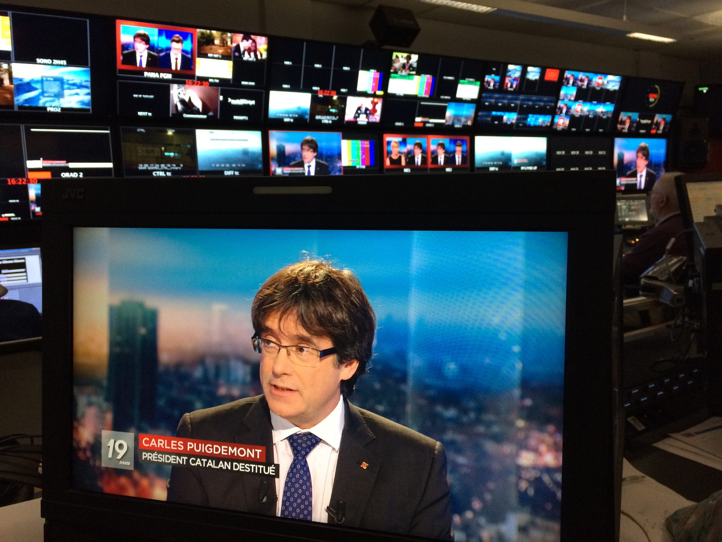 Deposed Catalan president Carles Puigdemont in an interview with RTBF (By RTBF)