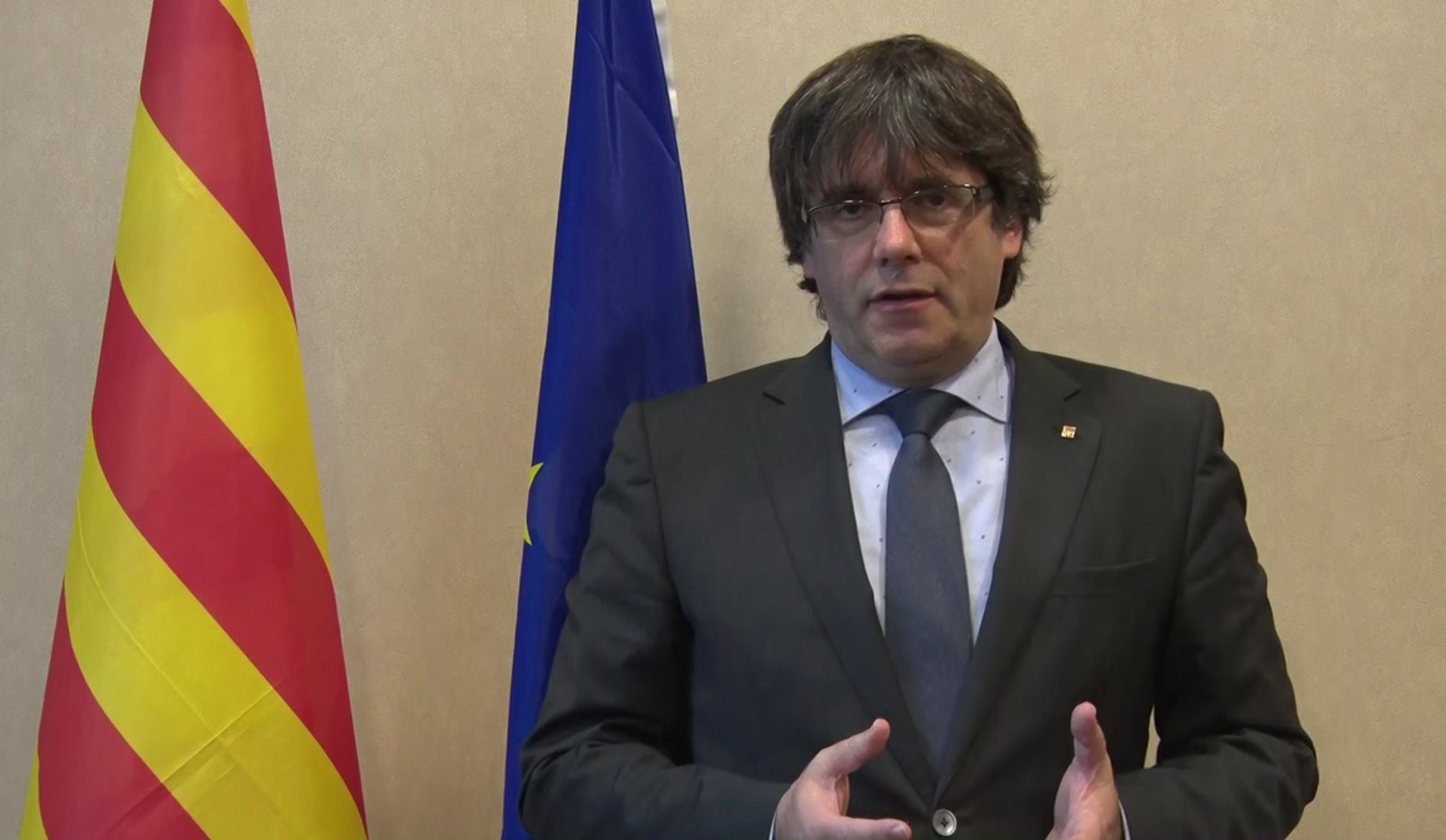 Puigdemont speaking in Brussels (by ACN)