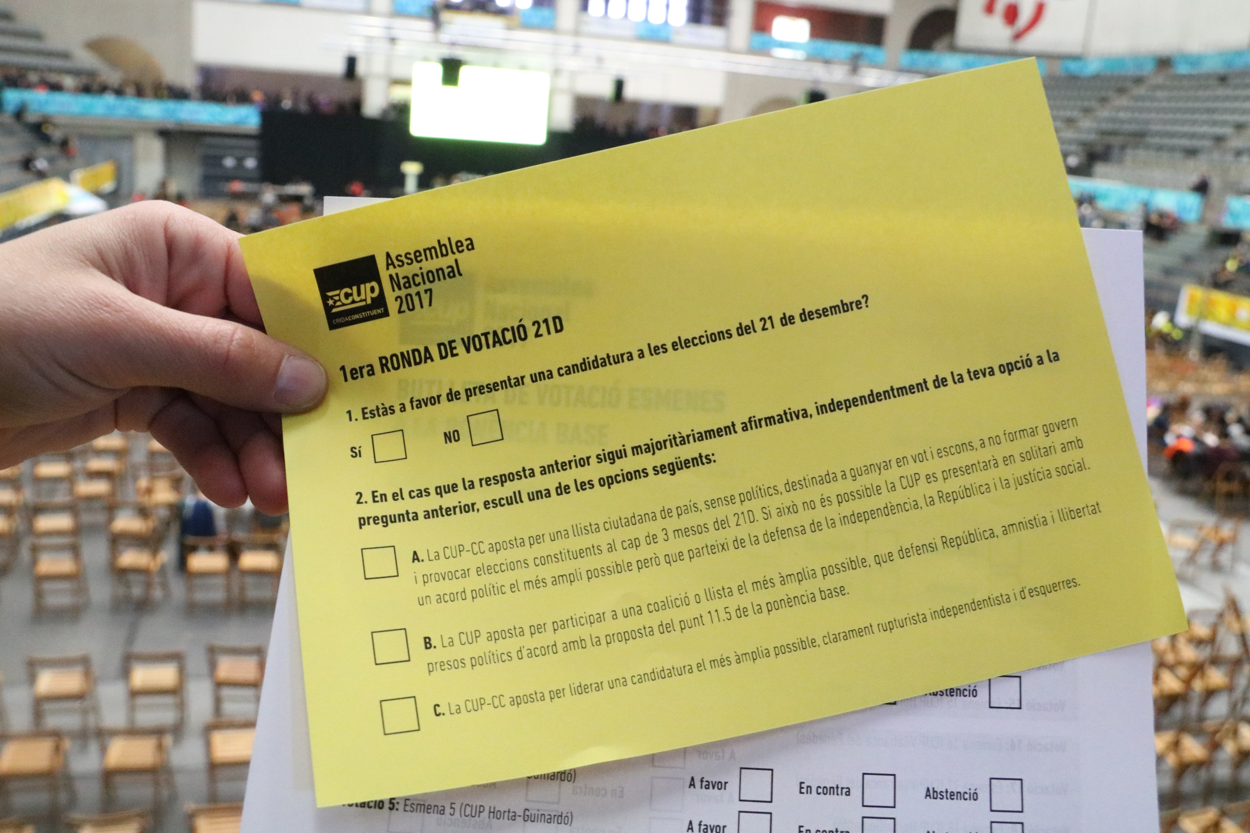 The ballot used during the CUP's exceptional national assembly on November 12, 2017 (by Maria Belmez)