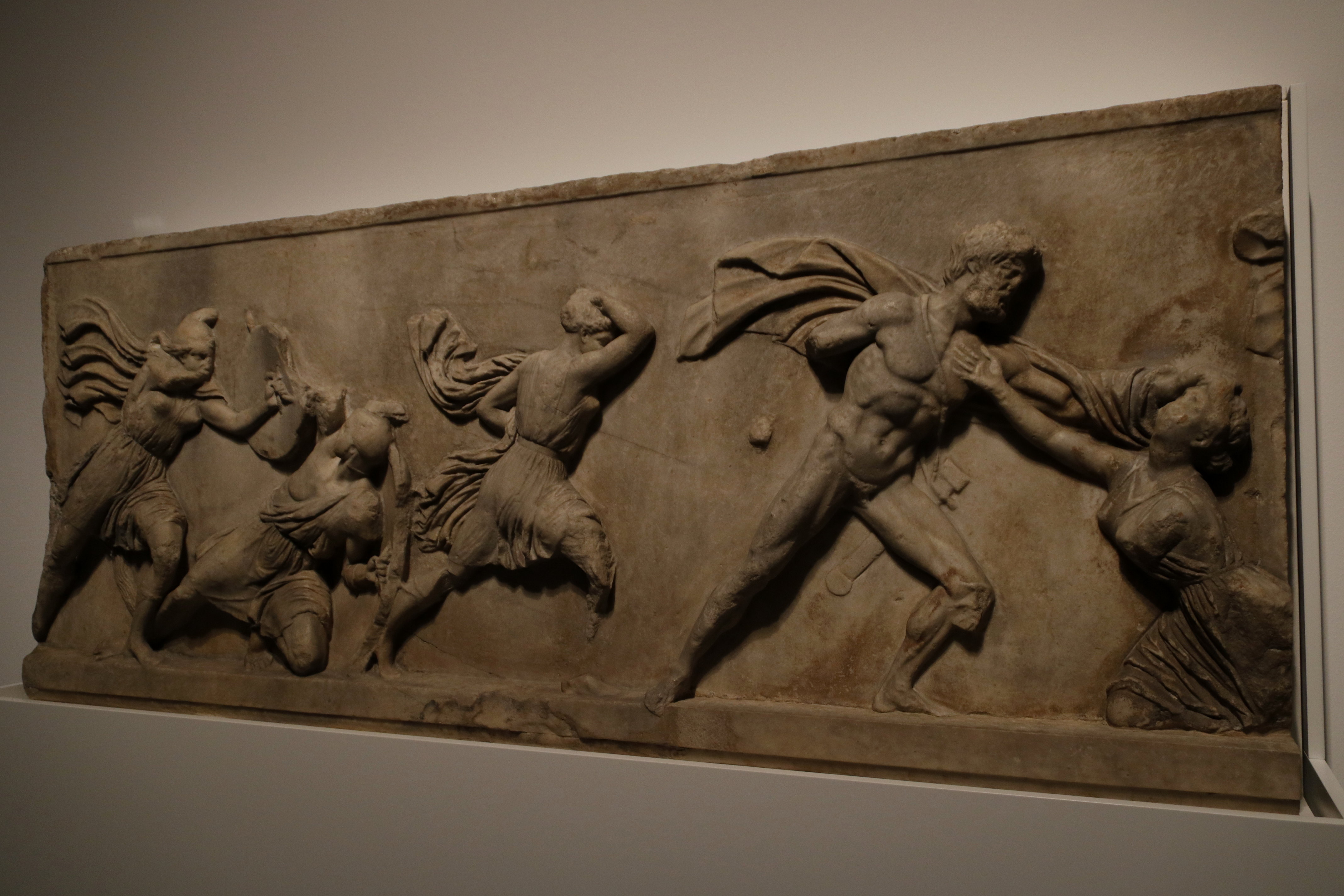 A slab from the frieze of the mausuleum of Halicarnassus depicting a battle between the Greeks and the Amazons (by Guillem Roset)