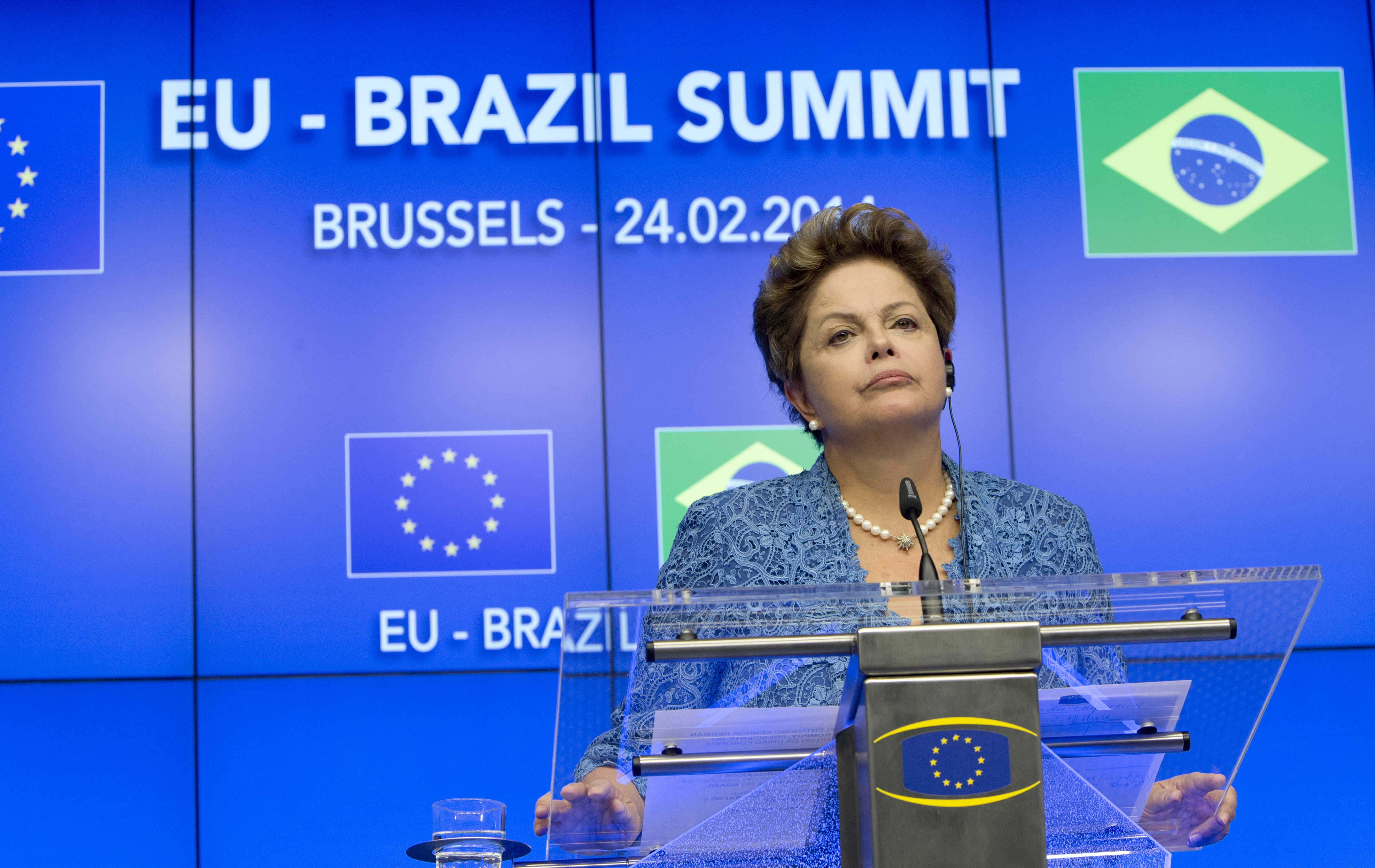 Former president of Brazil Dilma Rousseff speaking in Brussels (by the European Council)