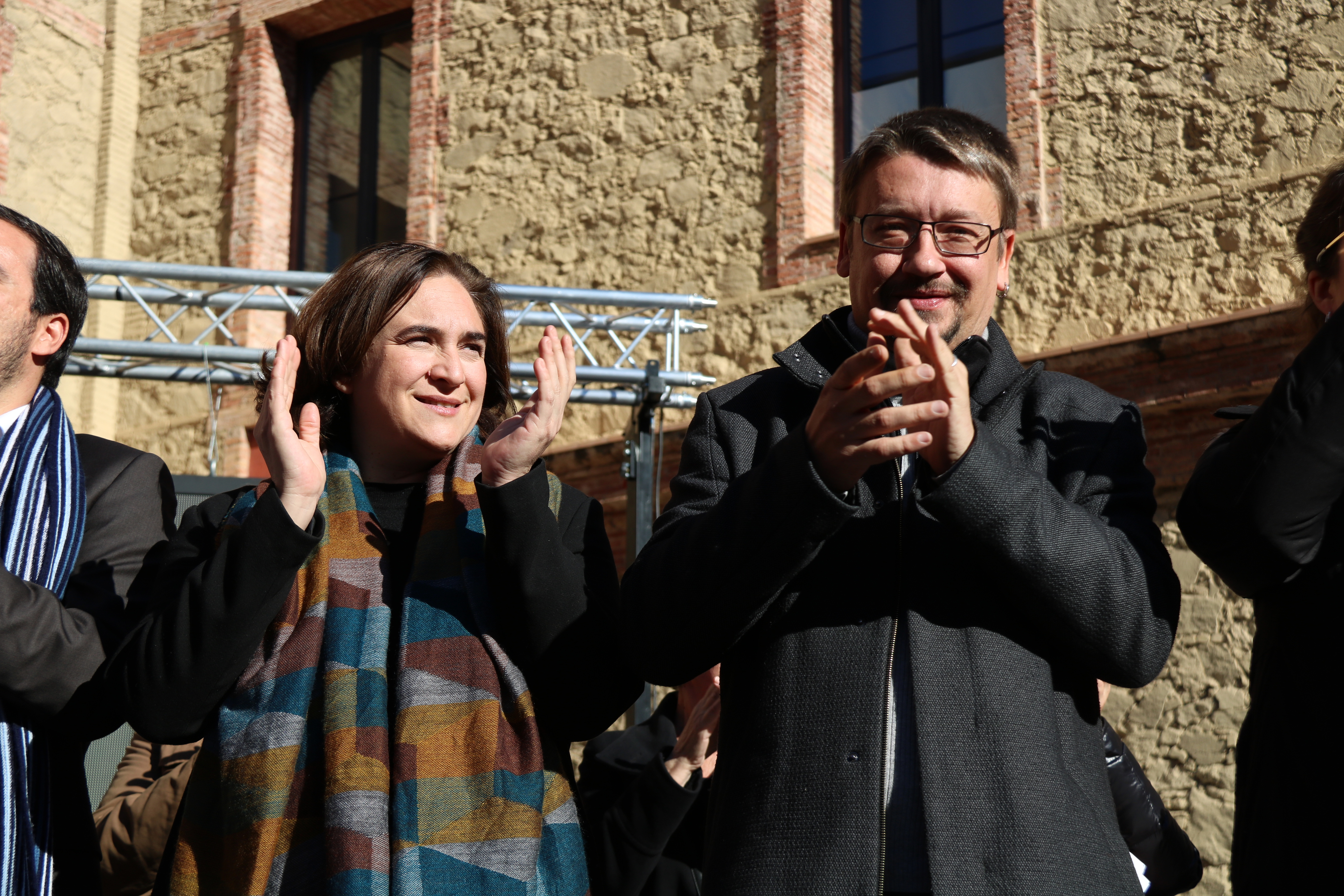 The Barcelona mayor, Ada Colau, alongside head of the Catalonia in Common list, Xavier Domènec h (by ACN)