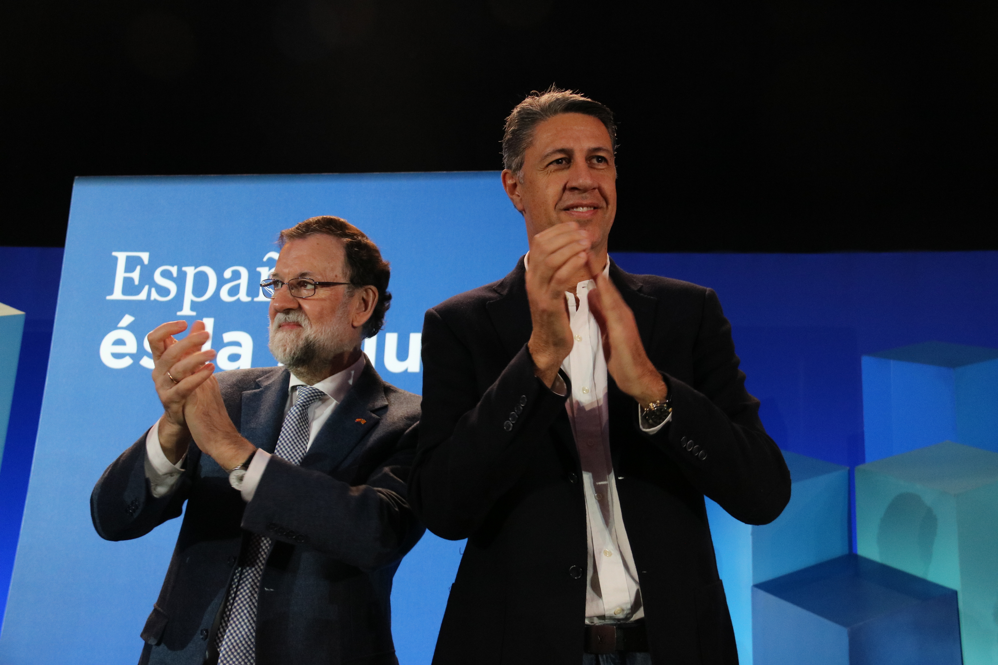 Catalan People's Party leader Xavier Garcia Albiol (right) with Spain's president and People's PArty leader Mariano Rajoj (by ACN)