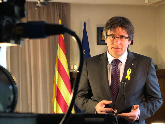 Carles Puigdemont, during his New Year speech