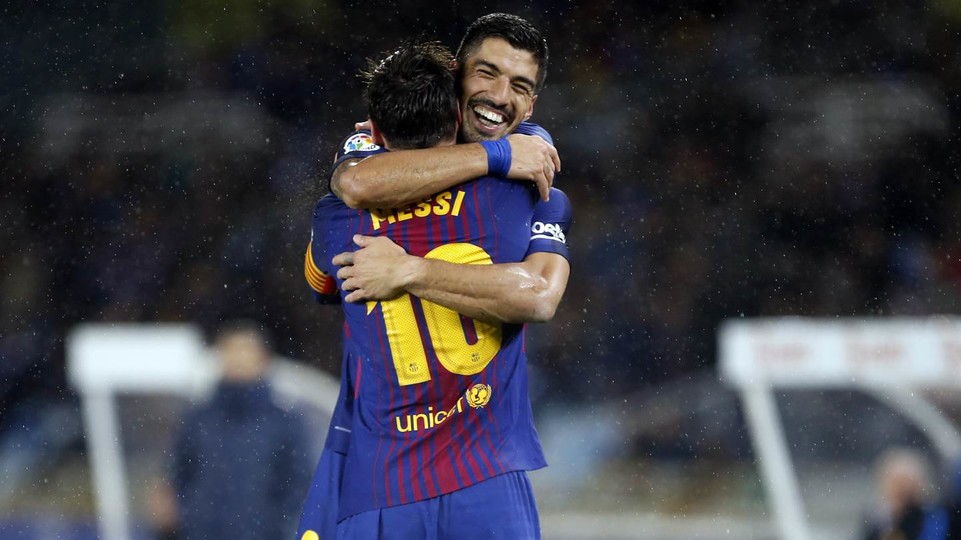 Suárez and Messi, scorers of three of Barça's four goals at Anoeta (Miguel Ruiz, FCB)