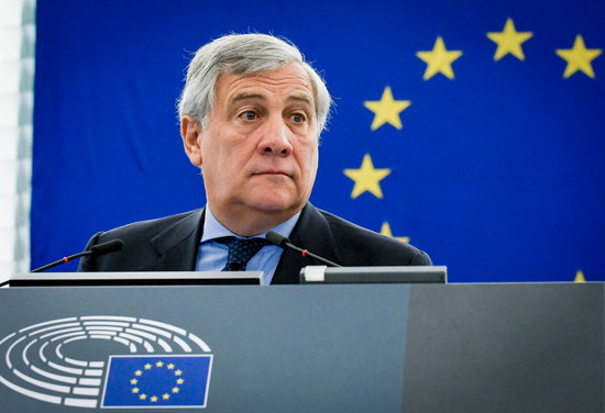 The European Parliament president Antonio Tajani at a plenasy session on October 4 (by European Parliament)