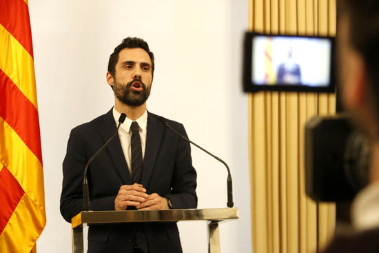 Roger Torrent during his statement on Friday afternoon