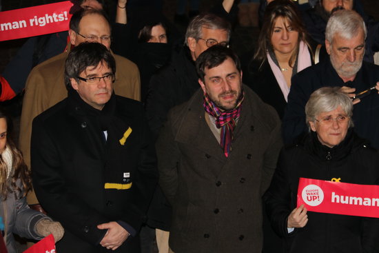 Puigdemont, Comín and Ponsatí in Leuven on Tuesday evening (by ACN)