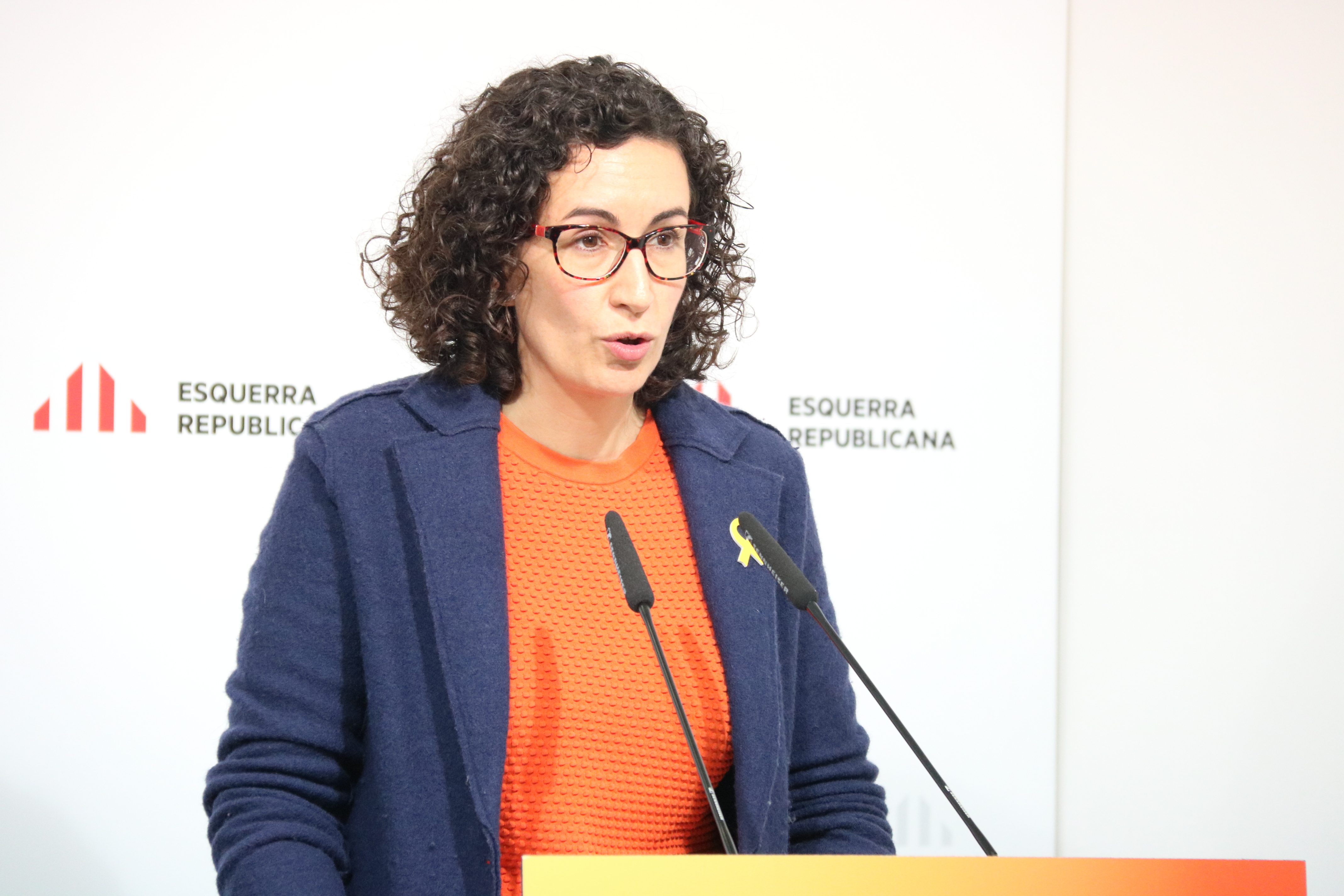 ERC's number two, Marta Rovira, during a speech on February 10 (by Bernat Vilaró)