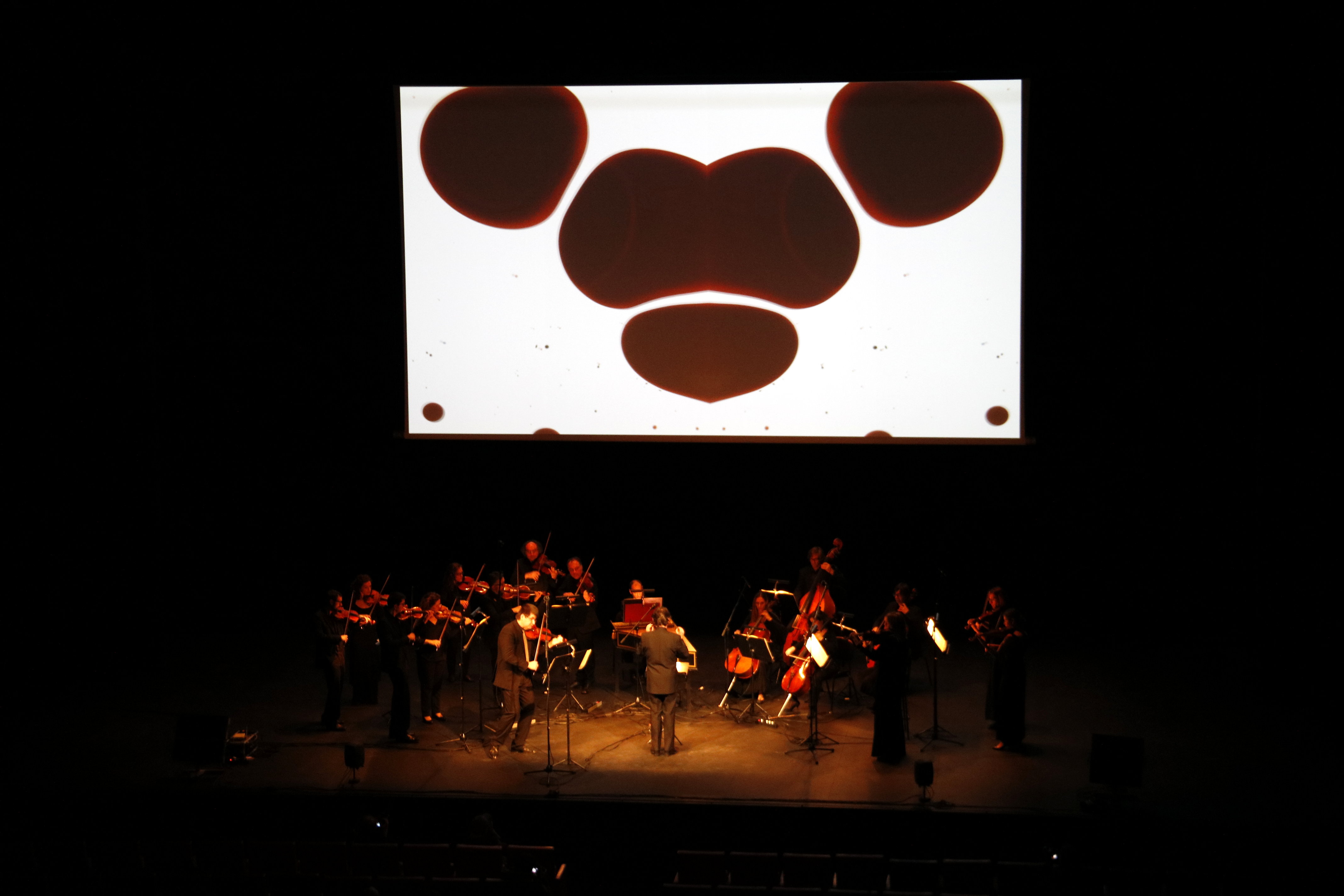 The projection of the concert-projection of ‘Animation for Vivaldi’s Four Seasons,’ performed by the Symphonic Julià Carbonell Orchestra (OJC) at the Animac inauguration on February 22 2018 (by Laura Cortés)