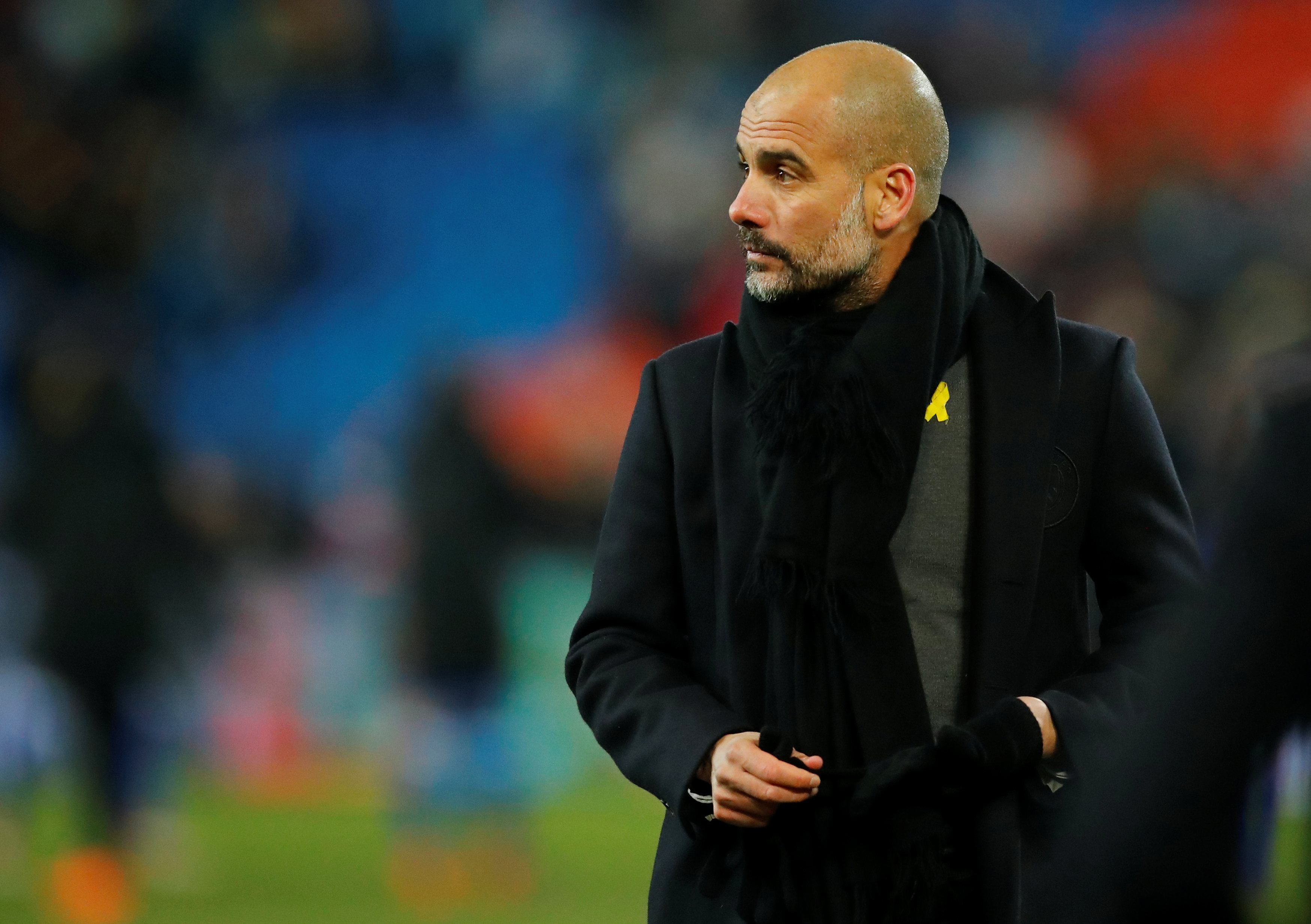 Pep Guardiola at Man City vs Basel in February (by Reuters)