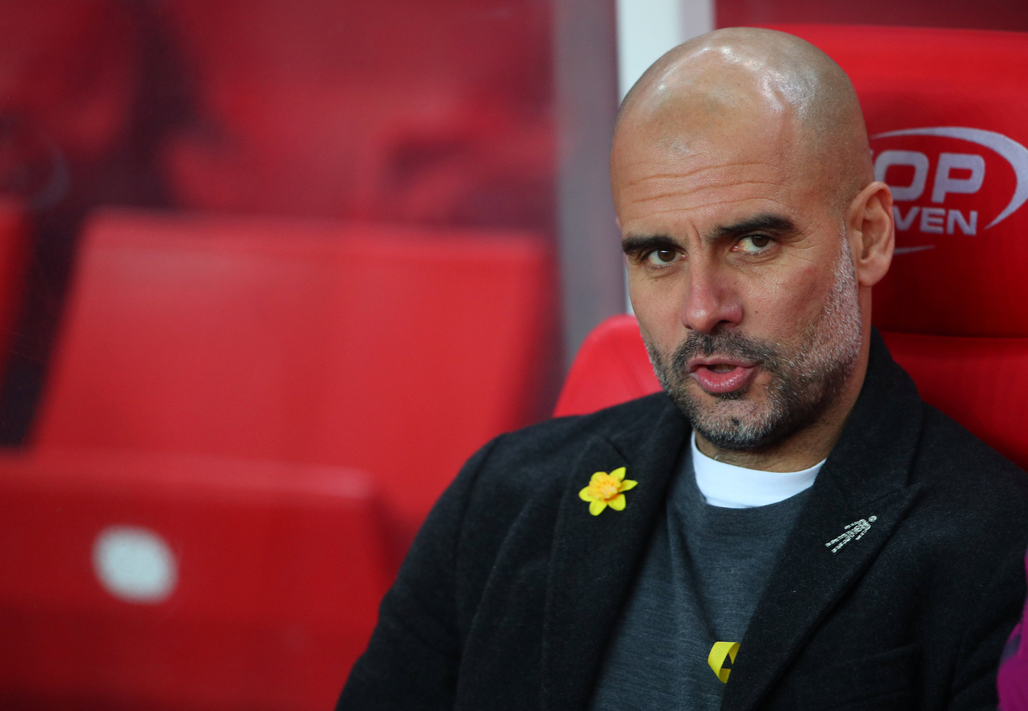 Pep Guardiola, during his match against Stoke City on March 12, 2018 (by Hannah McKay/Reuters)