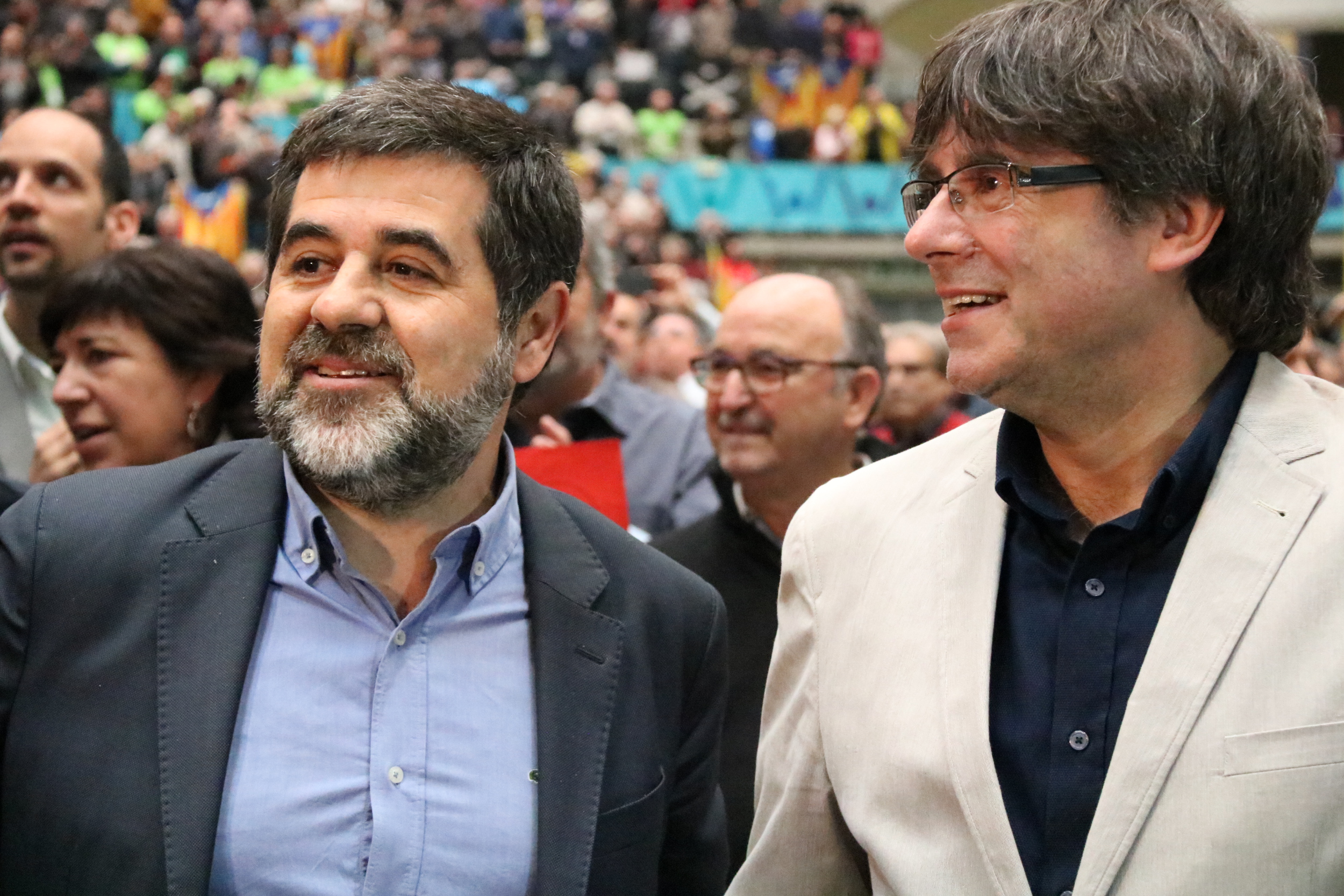 Activist Jordi Sànchez (left) and Catalan president Carles Puigdemont (by Núria Julià)