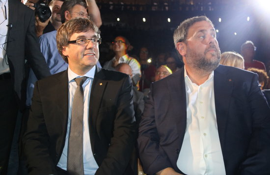 Catalan president Carles Puigdemont (left) and vice president Oriol Junqueras (by ACN)